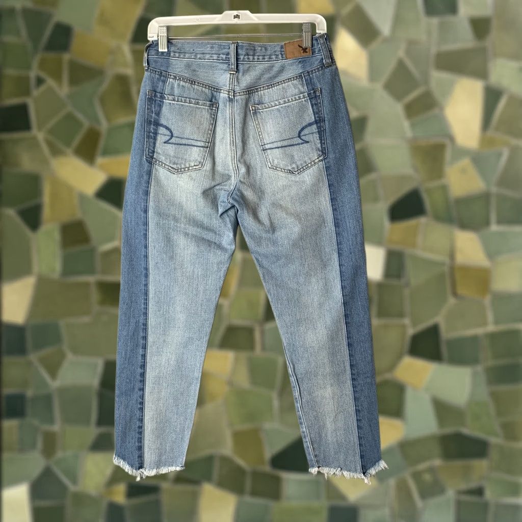 American Eagle Outfitters American Eagle Jeans Women 4 Hi Rise Vintage Blue 2 Tone Button Fly Raw Hem Y2K Jeans Size 27" / US 4 / IT 40 - 1 Thumbnail