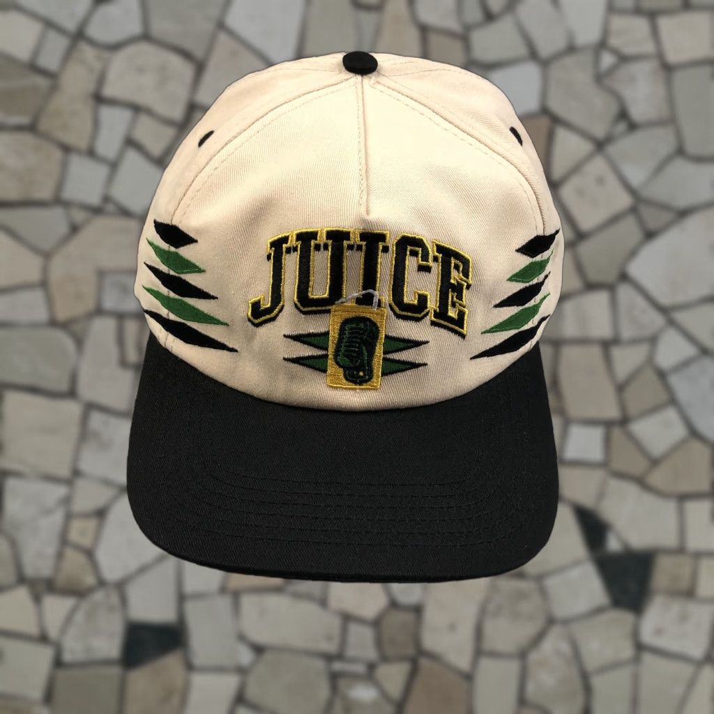 Vintage BRING THE JUICE Diamonds Hat Snapback Beige Dome Embroidered Golf Cap Mens One Size Beige Geometric Twill Cotton Brand Hat Size ONE SIZE - 1 Thumbnail