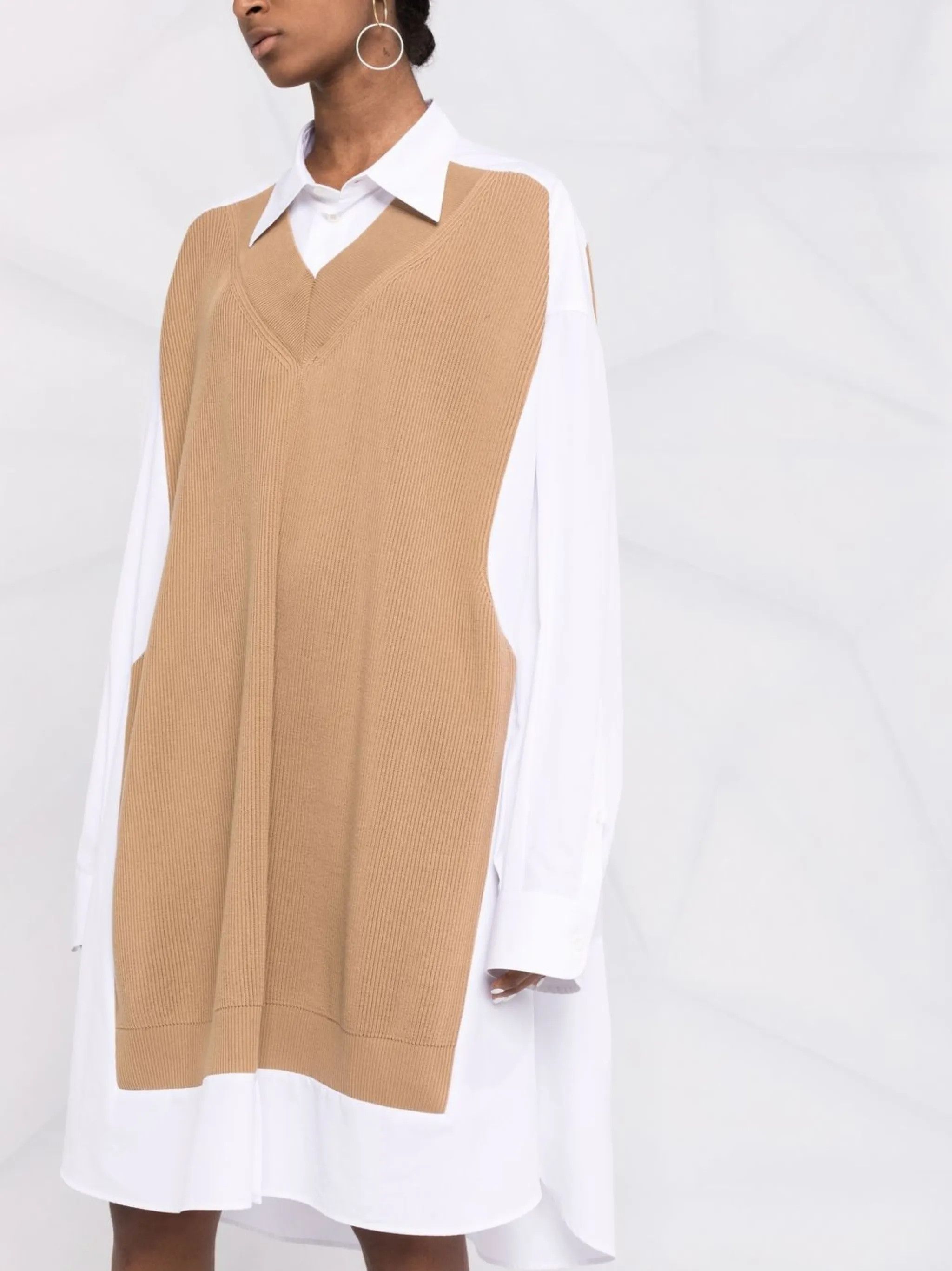 Maison Margiela o1y0625 Midi Dress in Beige/White Size L / US 10 / IT 46 - 2 Thumbnail