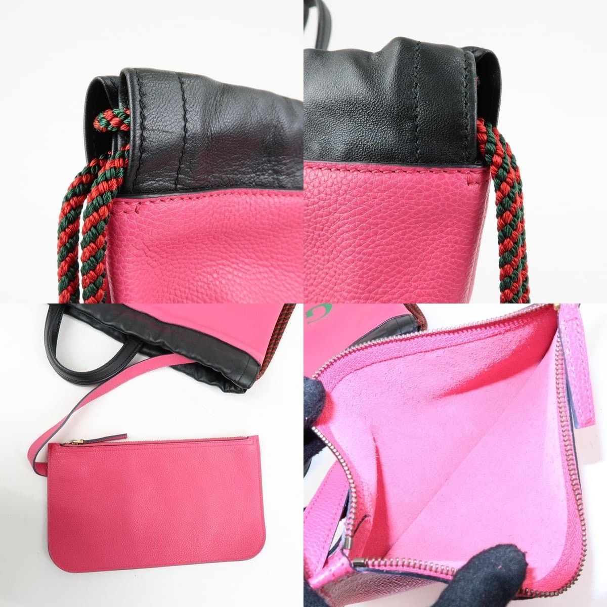 Gucci Gucci Logo Drawstring Calfskin Backpack Pink Size ONE SIZE - 6 Thumbnail