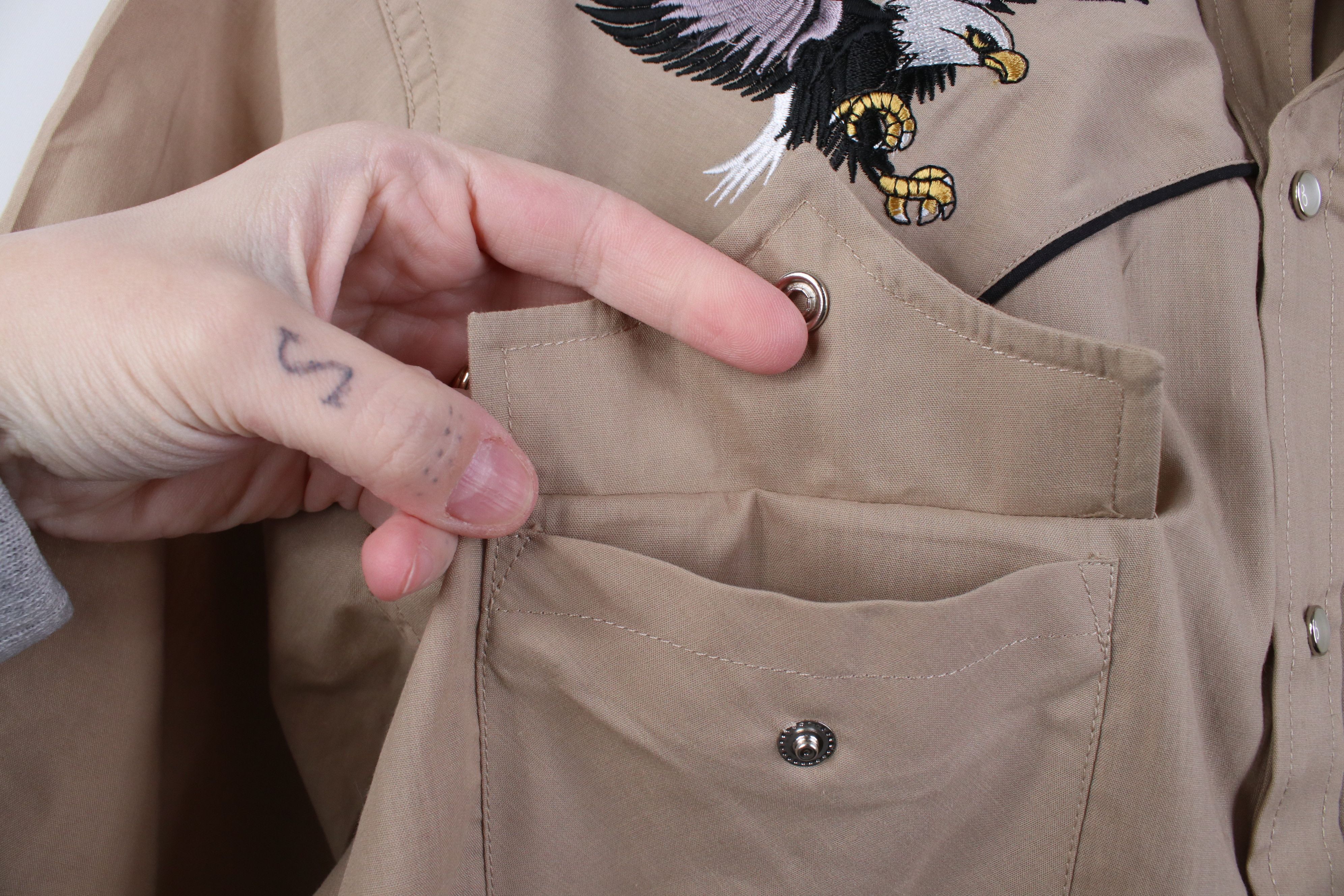 Vintage Vintage 90s Rockabilly Cowboy Eagle Snap Button Shirt Beige Size US M / EU 48-50 / 2 - 7 Thumbnail