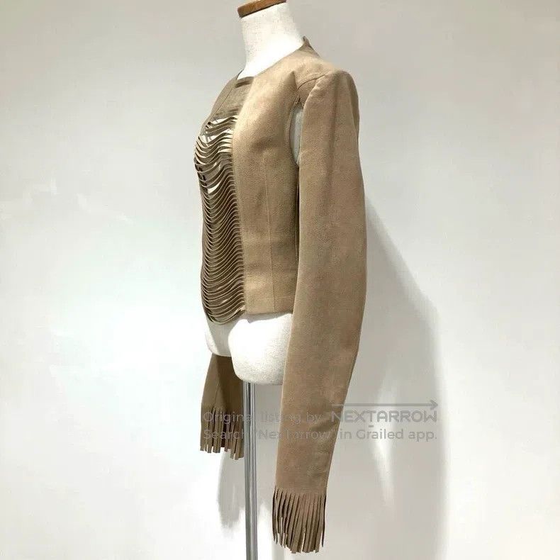 Junya Watanabe Junya Watanabe Beige suede fringed openwork long sleeve bl Size S / US 4 / IT 40 - 4 Thumbnail