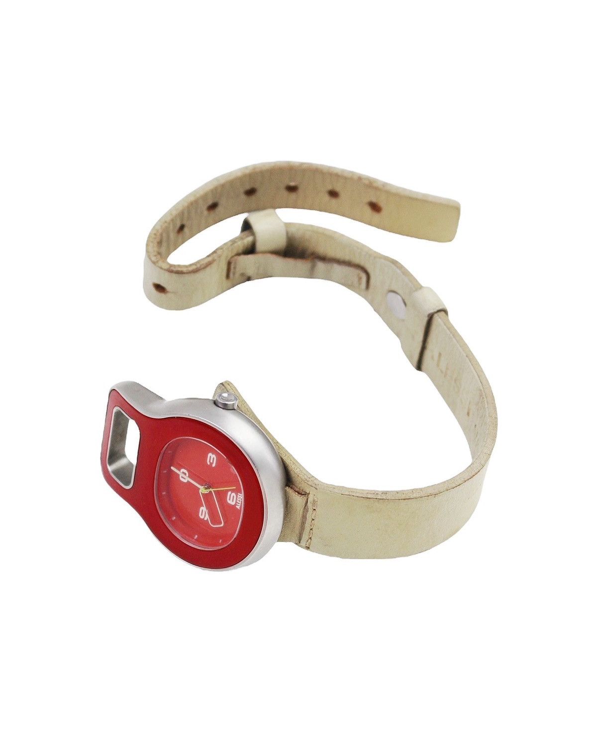 Seiko 2000S ALESSI RED MODERN DESIGN WATCH – GENUINE LEATHER STRAP Size ONE SIZE - 3 Thumbnail