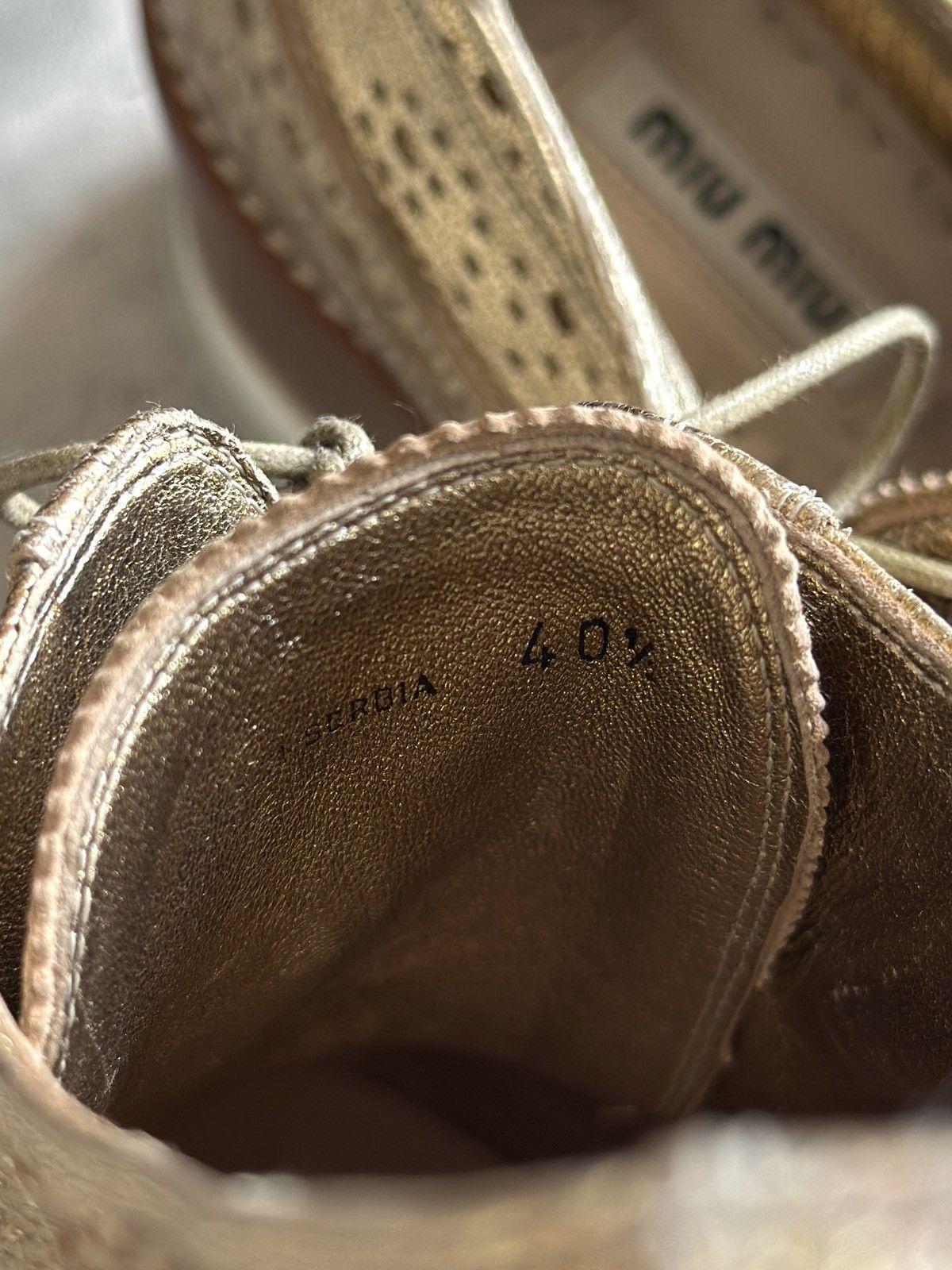 Miu Miu PLATFORM BROGUES (METALLIC GOLD) Size US 10.5 / IT 40.5 - 11 Thumbnail