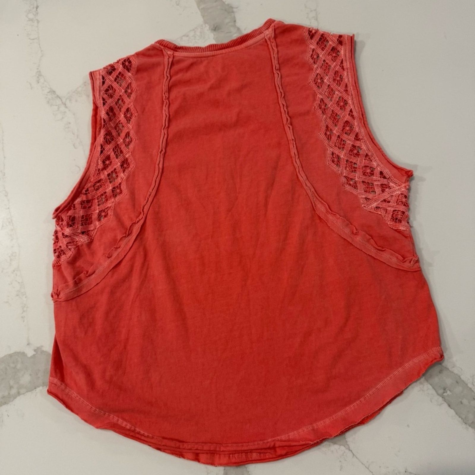 Free People Free People Table For Two Tee Women’s Medium Coral Lace Arm Size M / US 6-8 / IT 42-44 - 7 Thumbnail