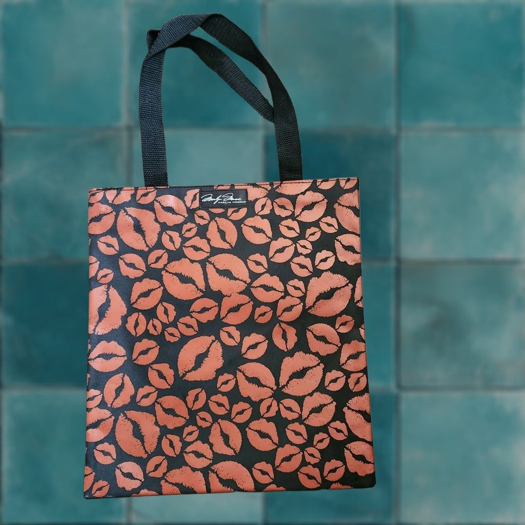 Vintage Marilyn Monroe Kiss Lips Tote Bag Women Medium Brown Tote Lips Pattern Vintage? No Size ONE SIZE - 1 Thumbnail