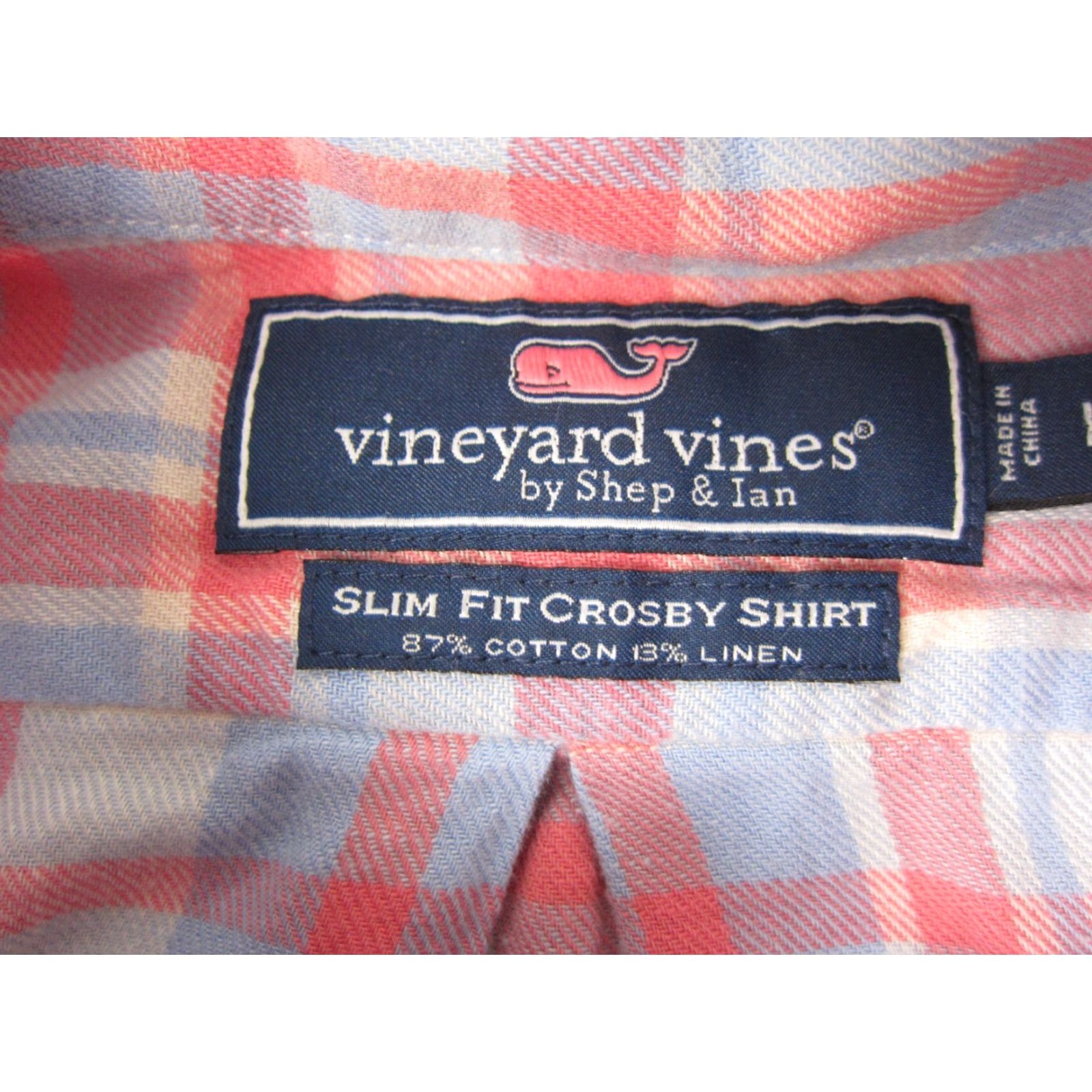 Vineyard Vines Vineyard Vines Shirt Mens Large Blue Pink Slim Fit Crosby Linen Flannel Shirt Mens Size US L / EU 52-54 / 3 - 5 Thumbnail