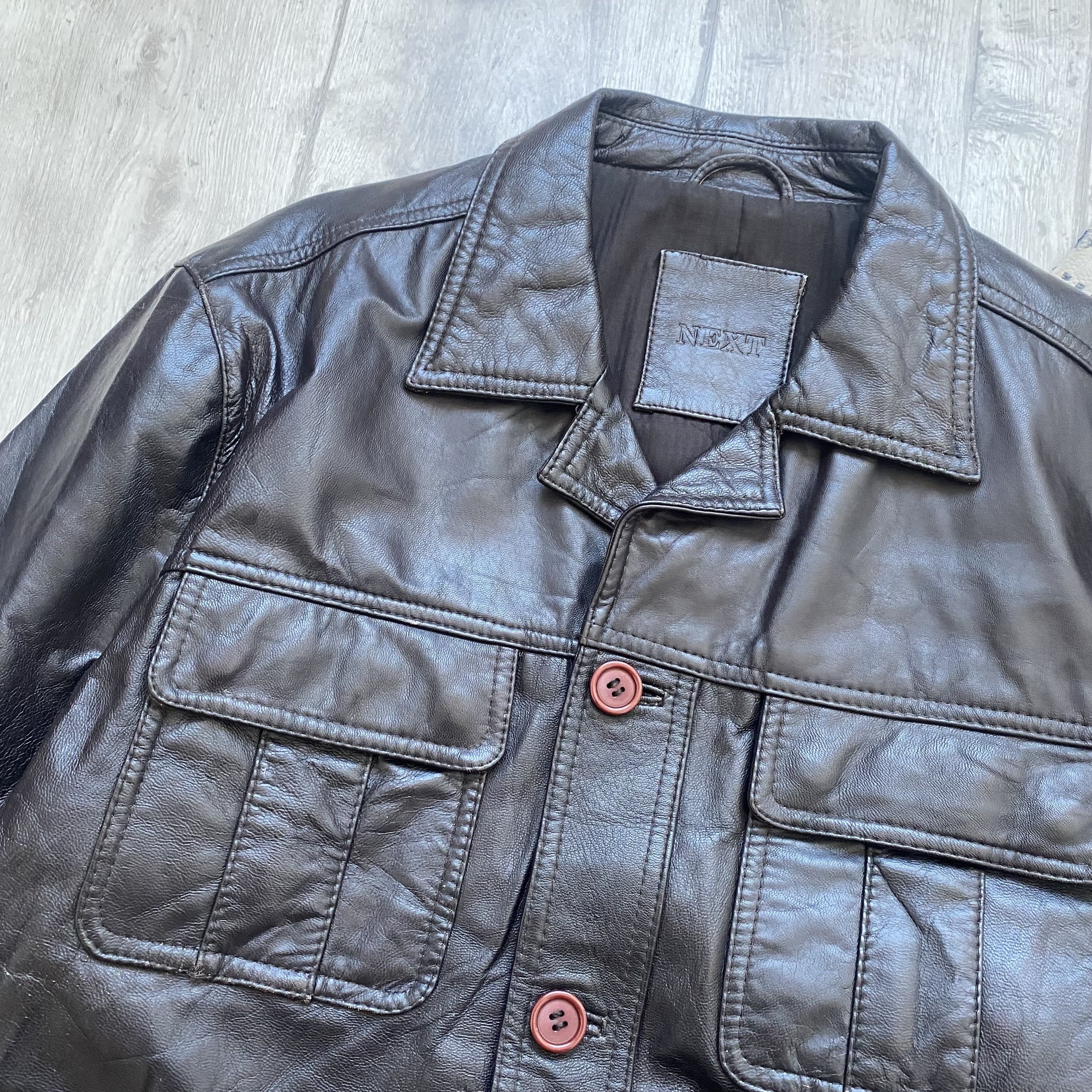 Genuine Leather Vintage 90s Real Leather jacket Button Up Size US L / EU 52-54 / 3 - 4 Thumbnail