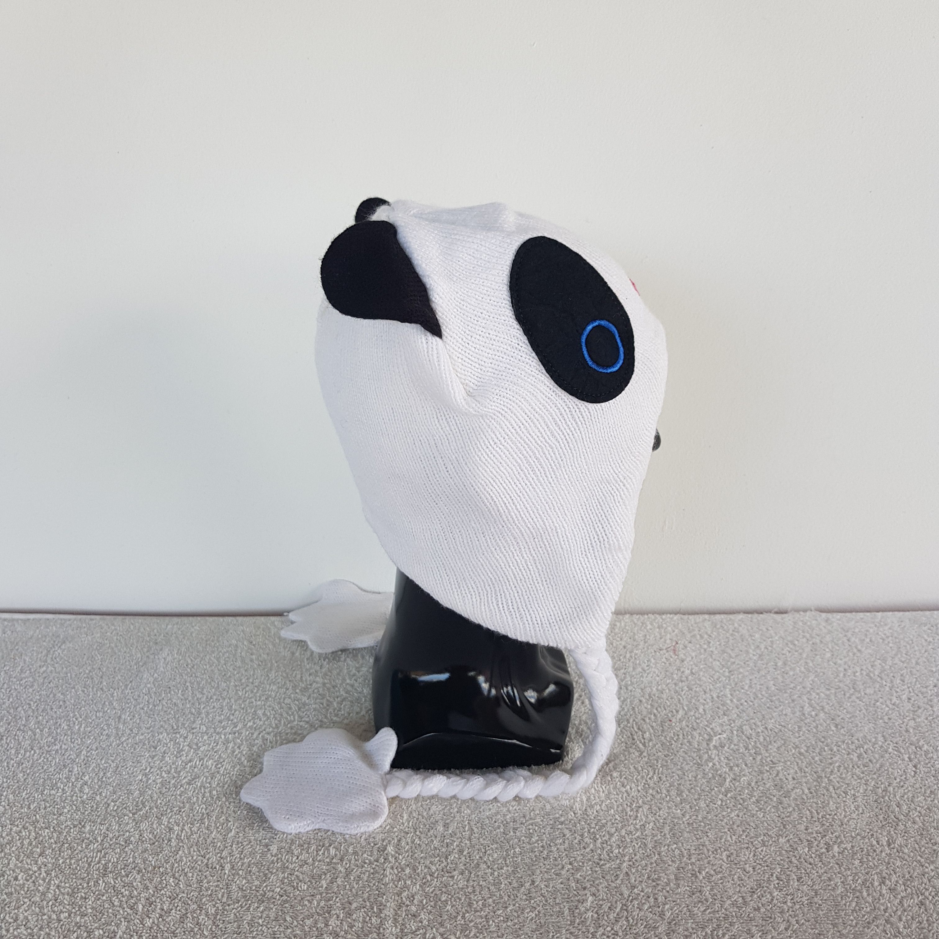 Japanese Brand Vintage Panda Earflap Beanie Ribbed Knit Snow Caps Hats. Size ONE SIZE - 4 Thumbnail