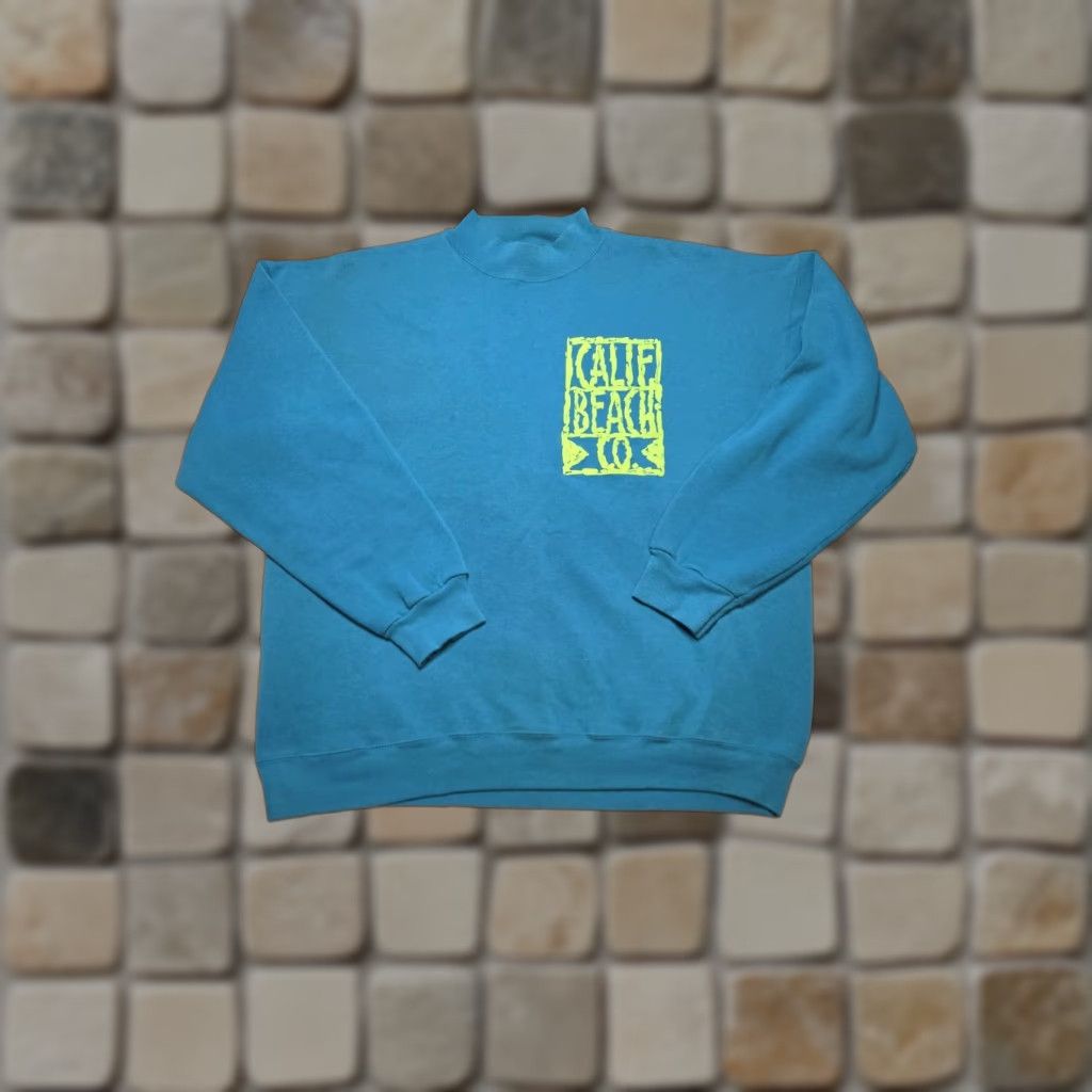 Tultex VINTAGE Tultex Sweatshirt Mens L Teal 80s California Beach Co. Ski Graphic Pullover Shirt Size US L / EU 52-54 / 3 - 1 Thumbnail