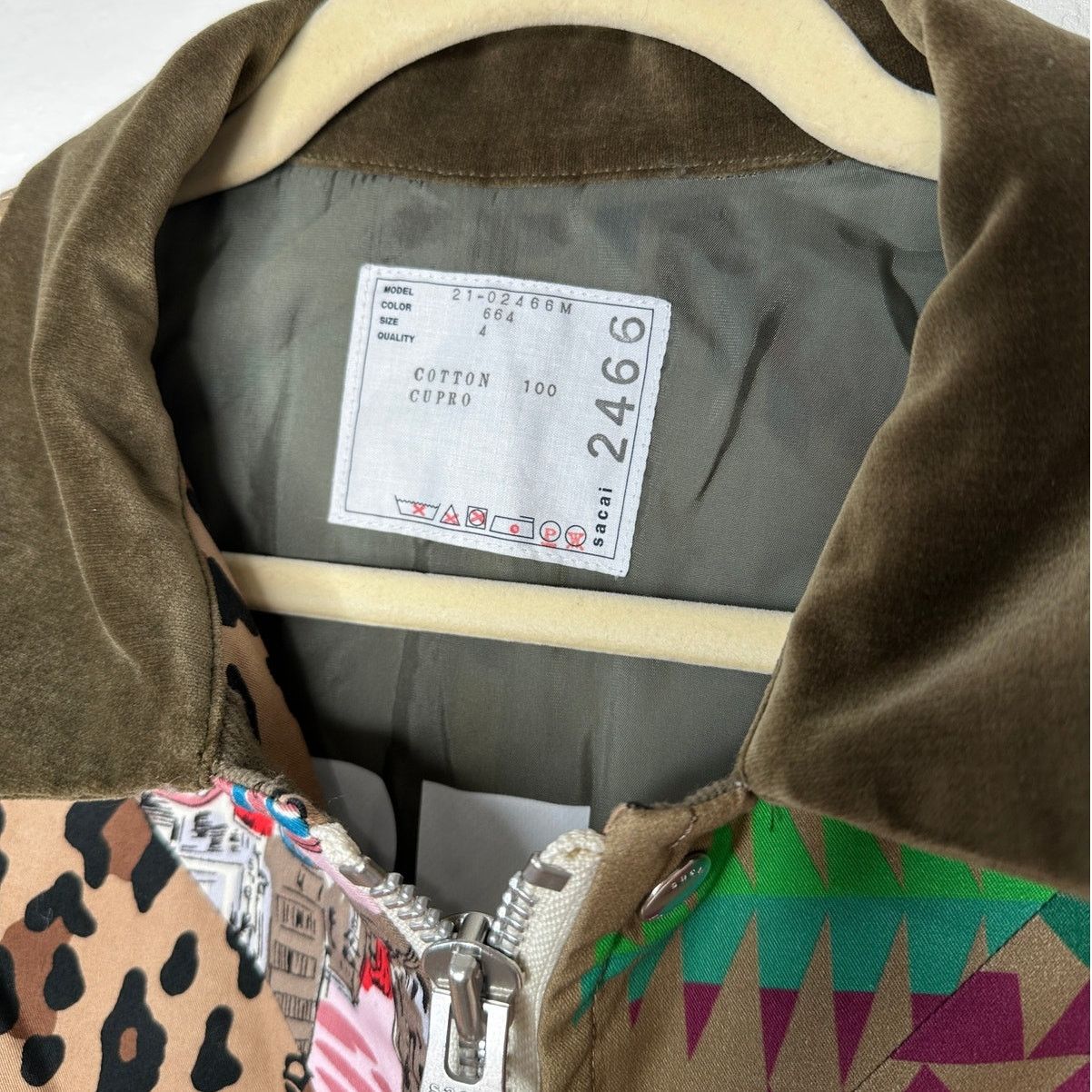 Sacai Sacai Tan Mixed Print Patchwork Velvet Collar Jacket 4 / XL Size US XL / EU 56 / 4 - 9 Thumbnail