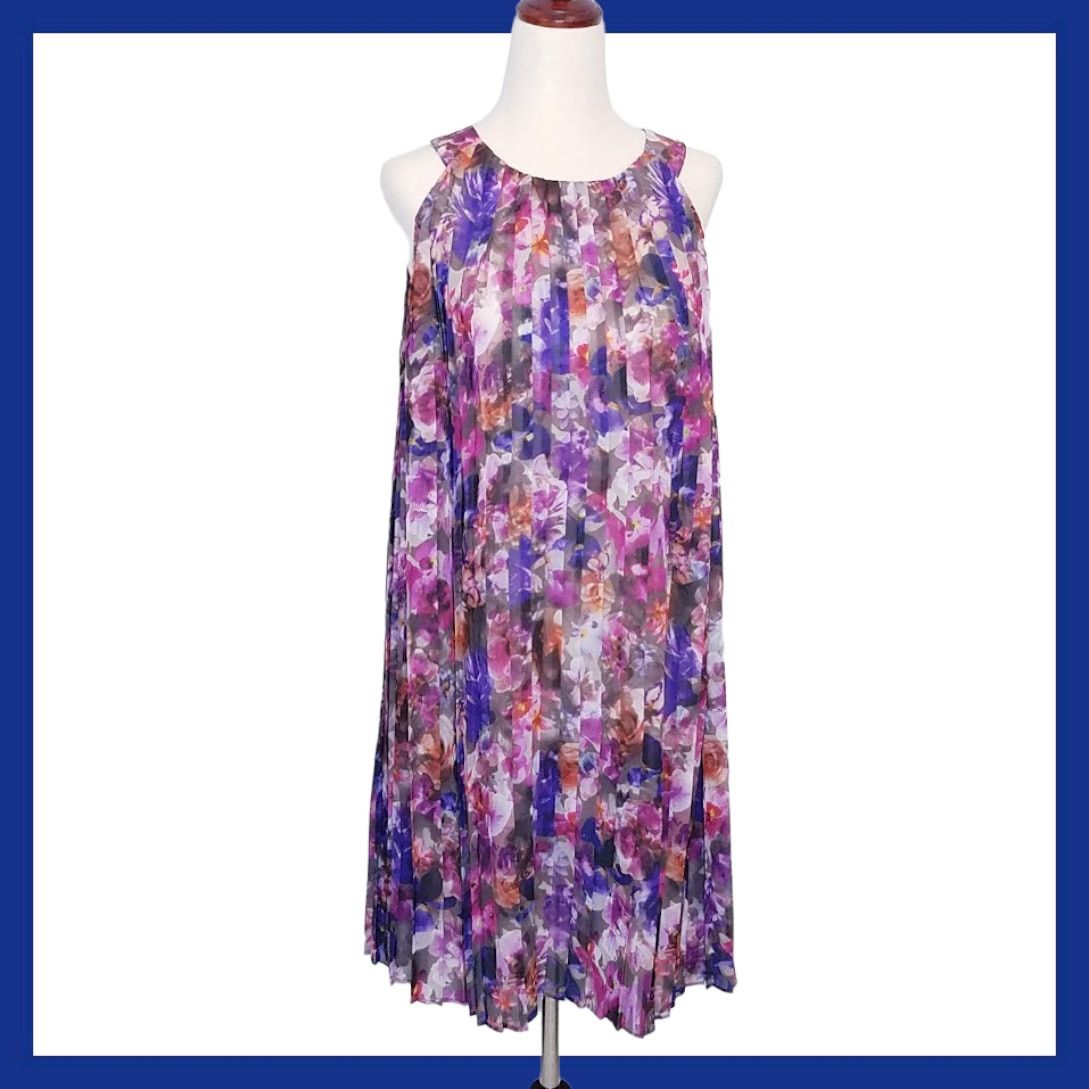 Badgley Mischka Camila pleated sheer mini dress size S multicolor Size S / US 4 / IT 40 - 1 Thumbnail