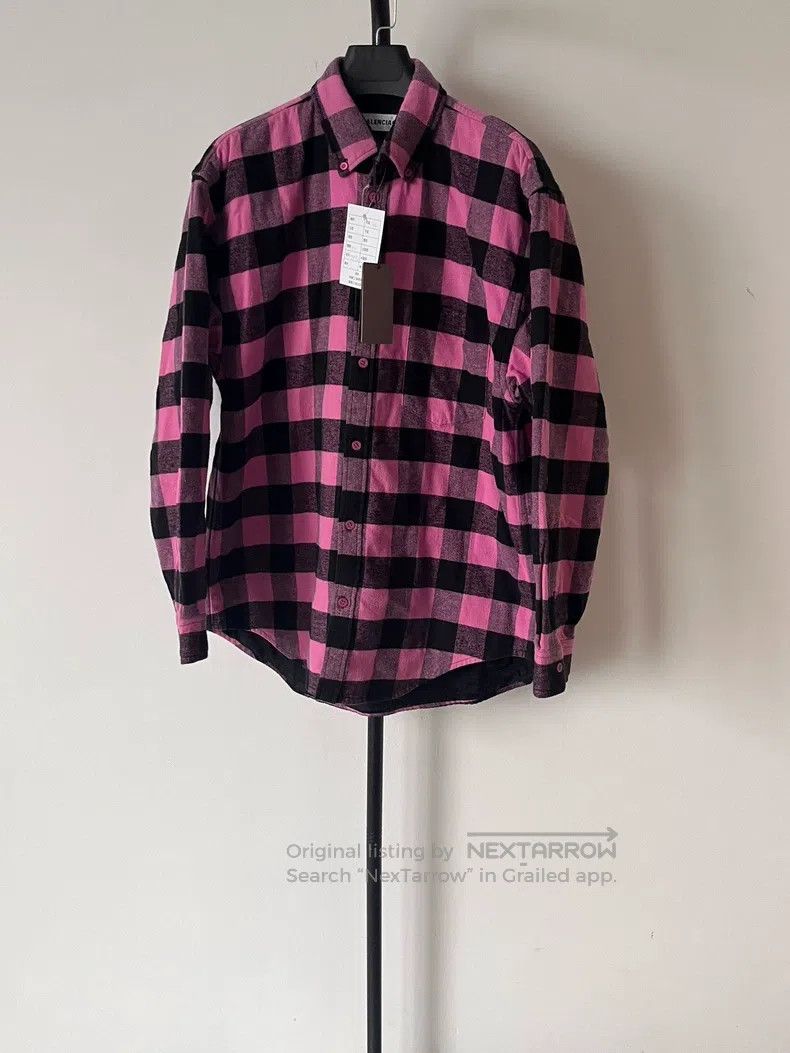 Balenciaga Balenciaga Logo Micro Label Plaid Long Sleeve Shirt Size XXS / US 00 / IT 34 - 2 Thumbnail