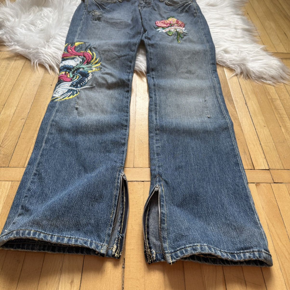 If Six Was Nine 📌 Vintage Ra.Re Y2K Ed Hardy style Bootcut Low Rise Jeans Size 28" / US 6 / IT 42 - 12 Thumbnail