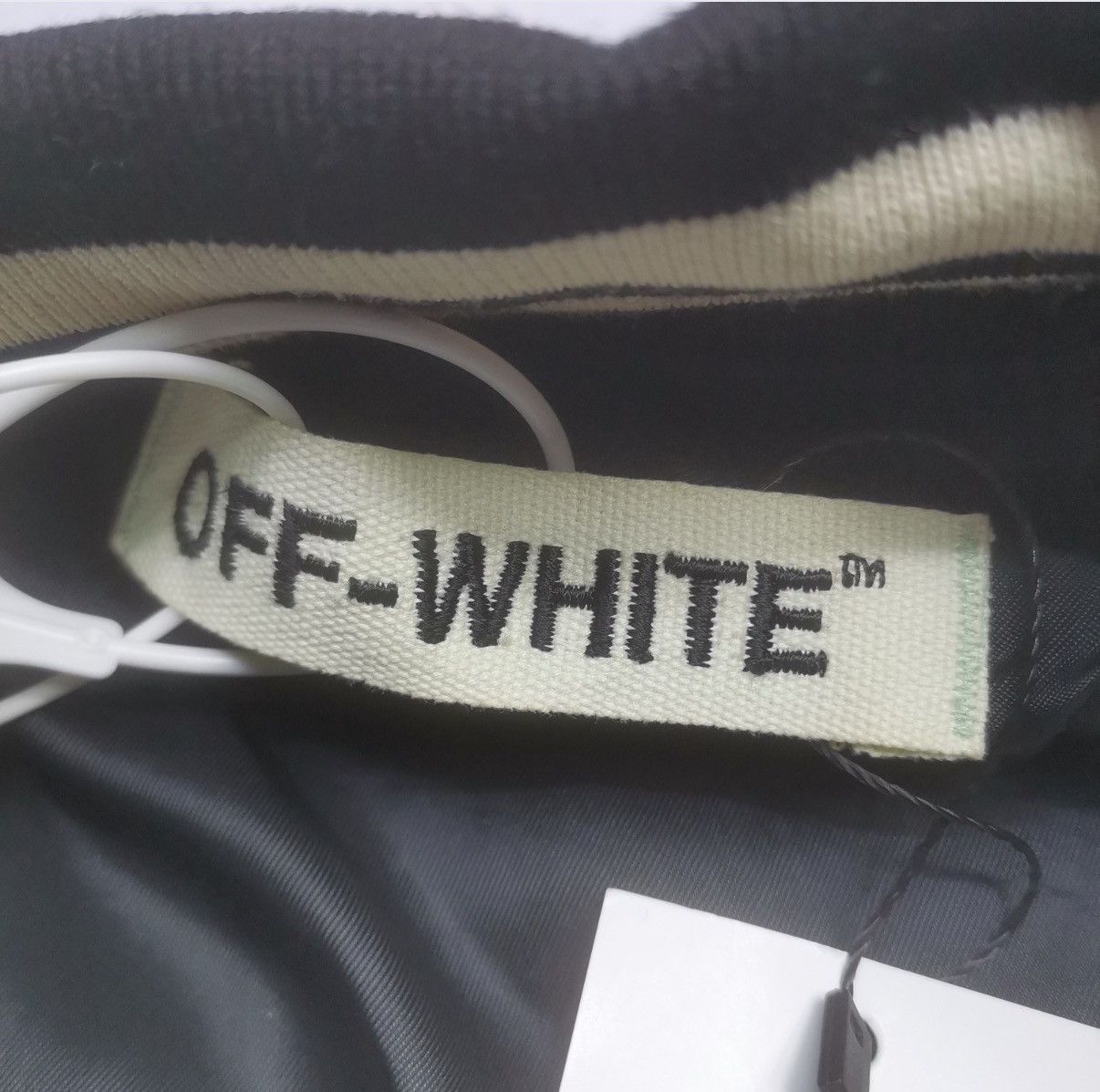 Off-White Off-White Black Wool Brushed Print Varsity Bomber Jacket Size US XS / EU 42 / 0 - 3 Thumbnail