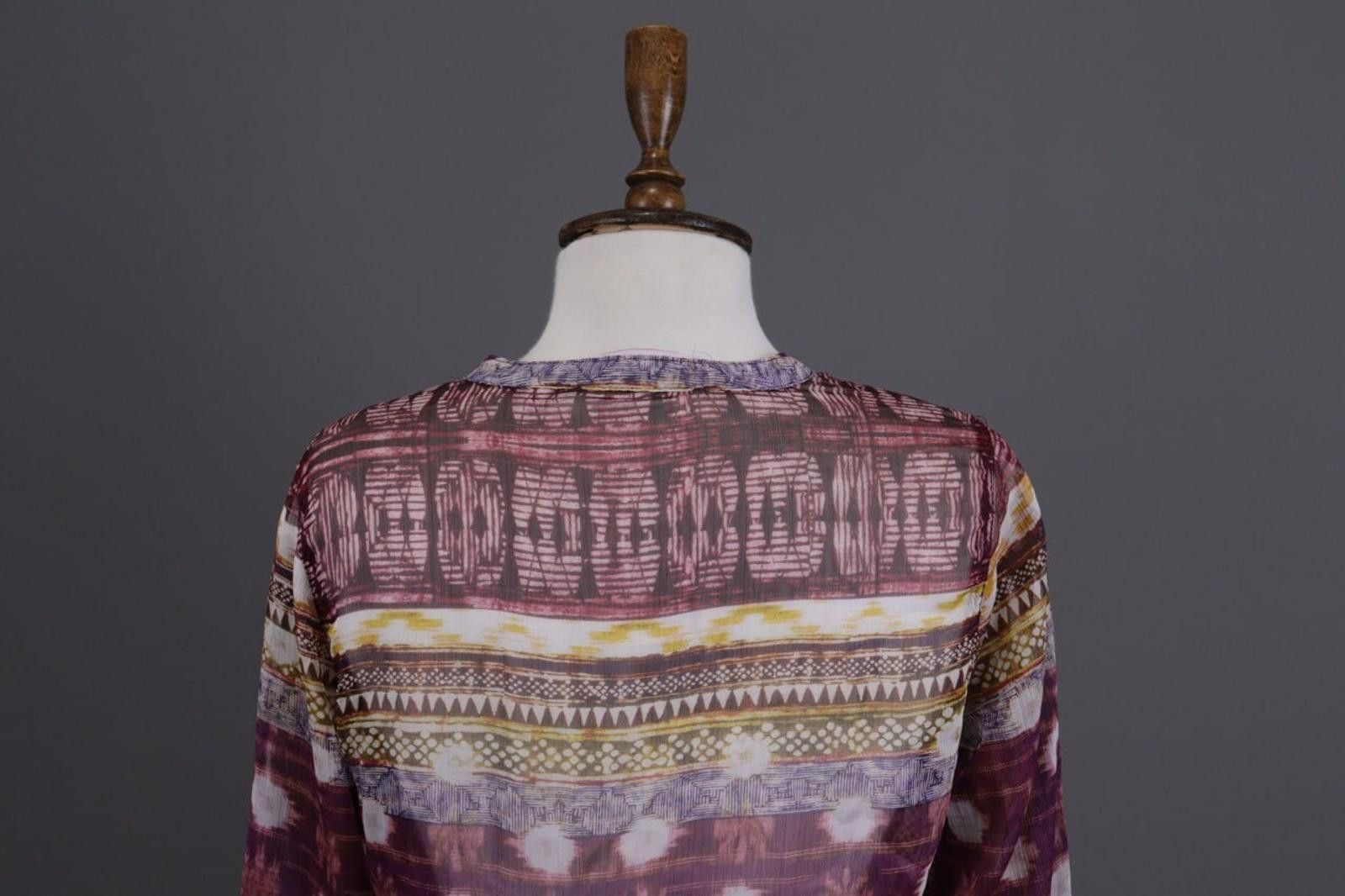 Designer Emily Van Den Bergh Burgundy Aztec Blouse Shirt Size 40 Size M / US 6-8 / IT 42-44 - 8 Thumbnail