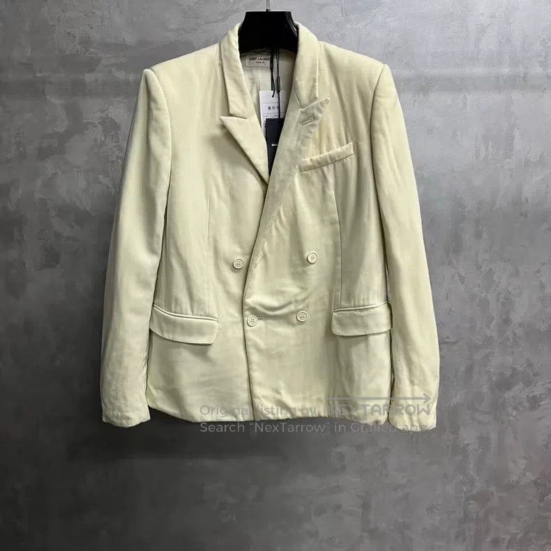 Saint Laurent Paris Saint Laurent Paris Ivory Pointed Collar Fitted Blazer Jac Size US M / EU 48-50 / 2 - 1 Thumbnail
