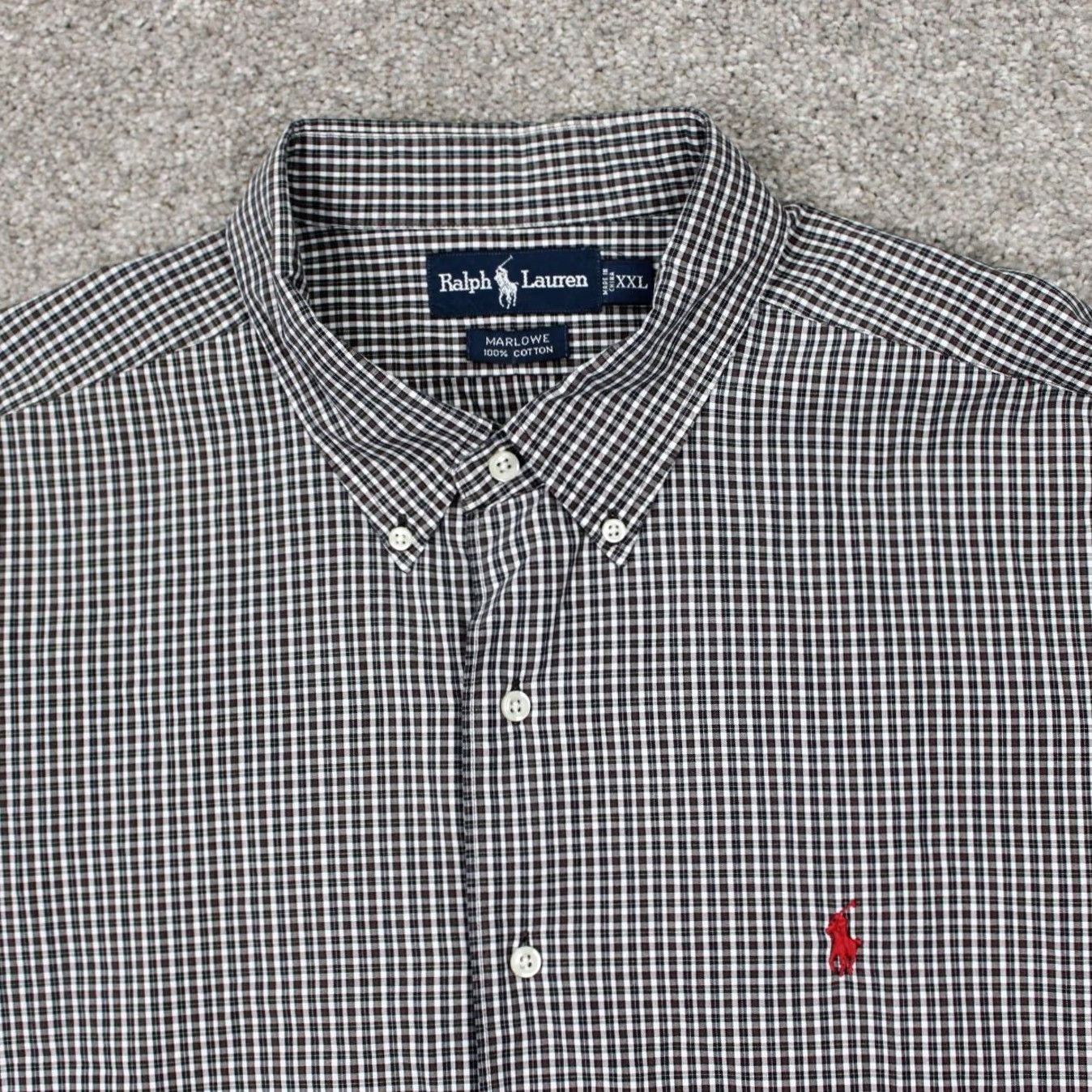 Ralph Lauren Ralph Lauren Shirt Men 2XL Gray/White Marlowe 100% Cotton Long Sleeve Button-Up Knit Polo Size US XXL / EU 58 / 5 - 2 Thumbnail