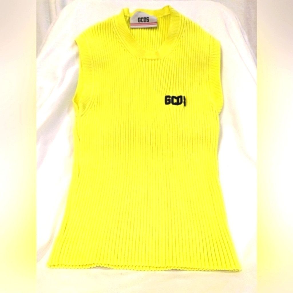 GCDS GCDS Neon Yellow Ribbed Tank Top Size M / US 6-8 / IT 42-44 - 2 Thumbnail