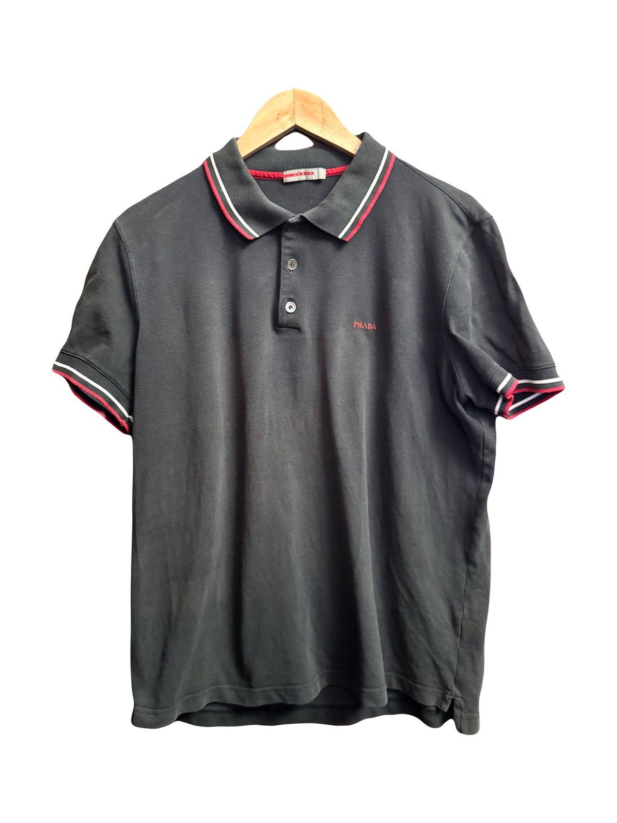 Prada vintage prada navy grey polo shirt XL slim fit men Size US XL / EU 56 / 4 - 1 Thumbnail
