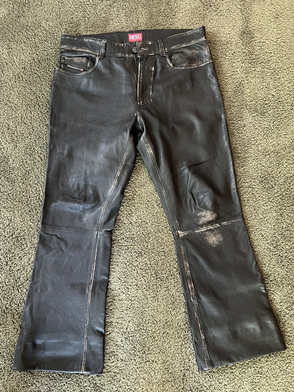 Diesel Diesel P-Blixia Leather Pants Size US 33 - 2 Thumbnail