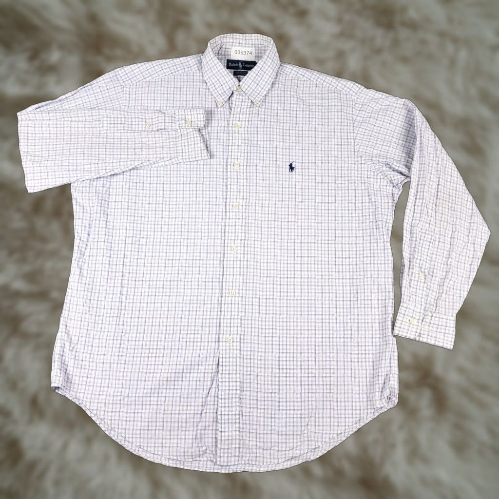 Ralph Lauren Ralph Lauren Button-Up Dress Shirt Mens 16 Purple Plaid Long Sleeve Regular Fit Size 42R - 1 Thumbnail