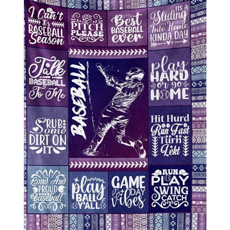 The Unbranded Brand Baseball Themed Design Printed Throw Blanket 40"x 50" Size ONE SIZE - 8 Thumbnail