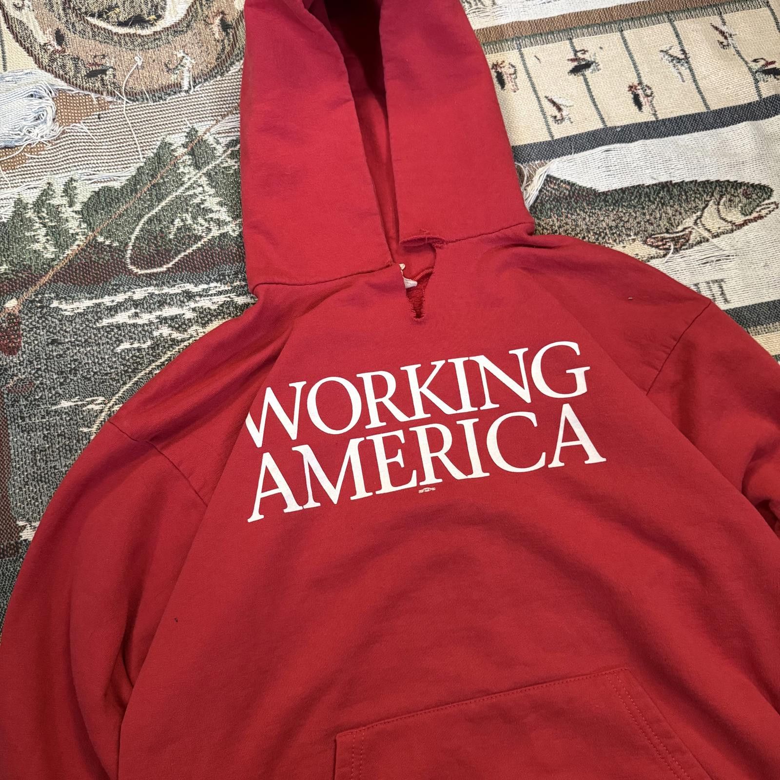 Other Vintage Union Made in USA Working America Red Hoodie Size US M / EU 48-50 / 2 - 2 Thumbnail