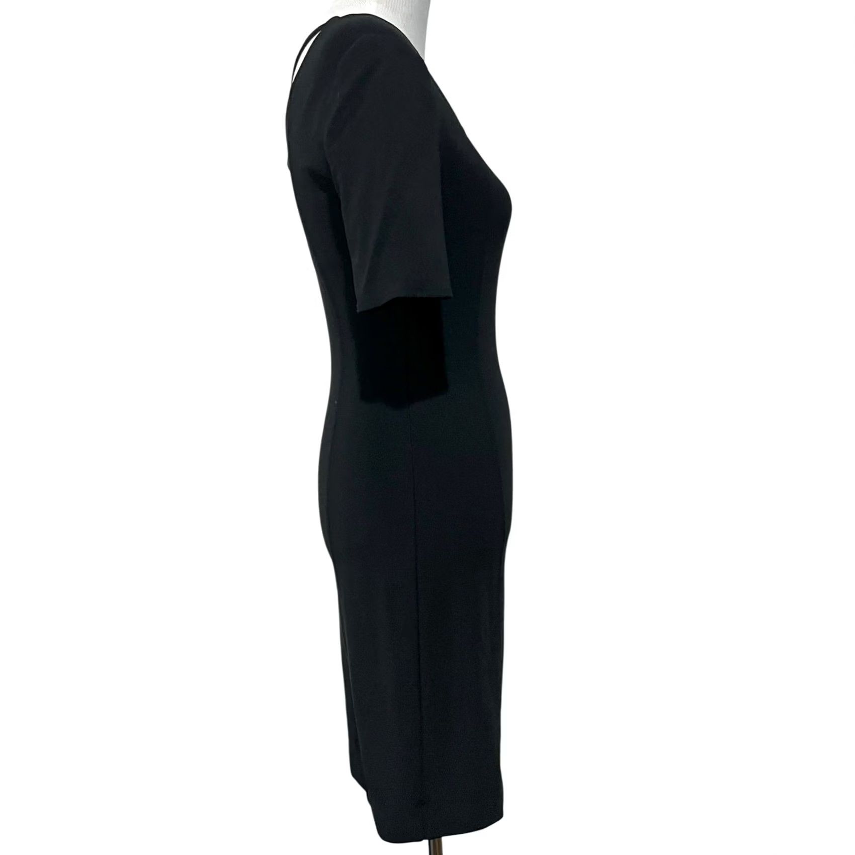 Boston Proper VINTAGE Boston Proper Dress Sheath Black Nylon Spandex Sz 2 Criss-Cross Back 90s Y2K Knit's Knee Length Mens Womens Size XS / US 0-2 / IT 36-38 - 7 Thumbnail