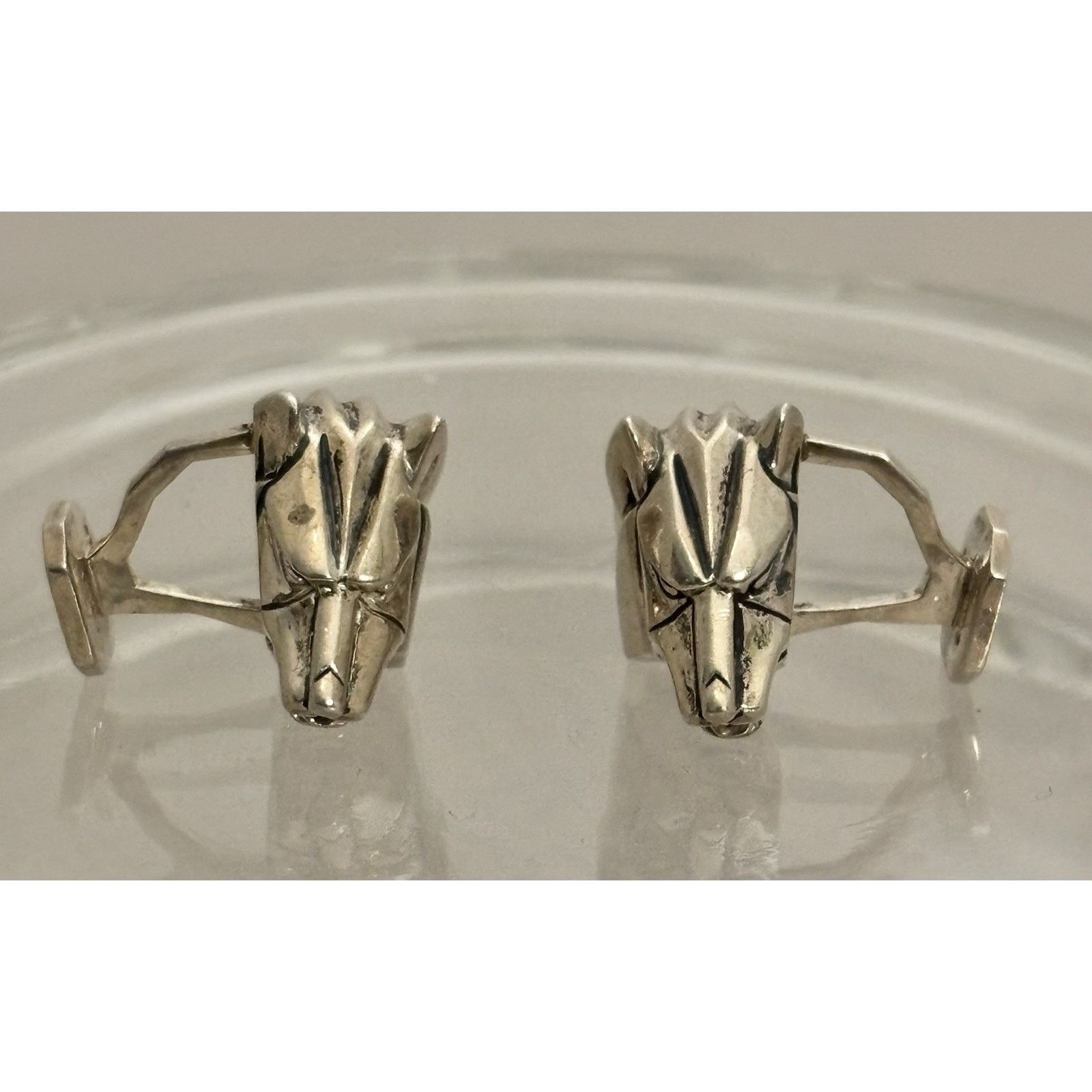 Sterling Silver Vintage Rick Cameron Wildlife Sterling Wolf Head Cufflinks Size ONE SIZE - 5 Thumbnail