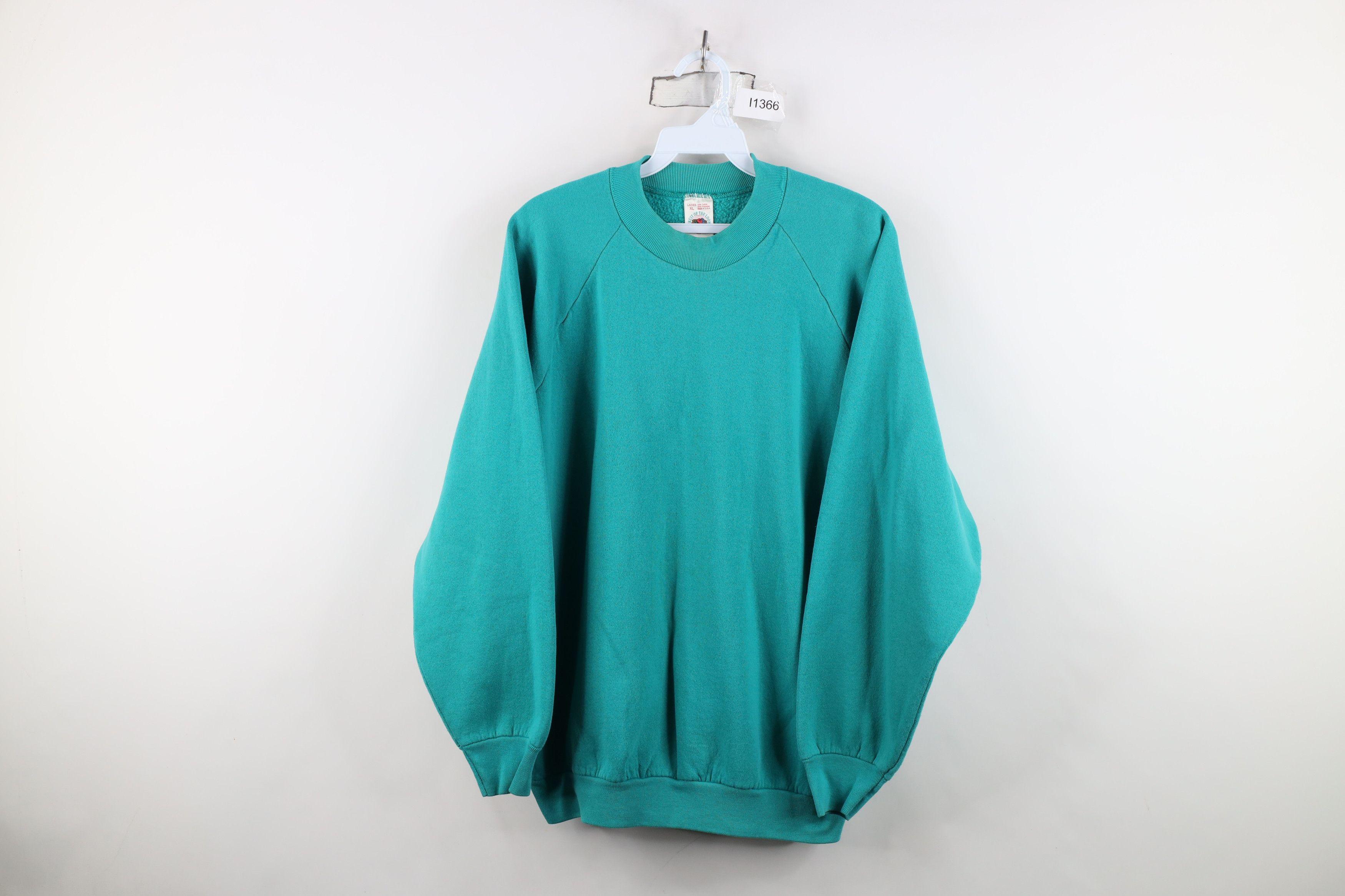 Vintage Vintage 90s Streetwear Heavy Crewneck Sweatshirt Teal USA Size XL / US 12-14 / IT 48-50 - 1 Thumbnail