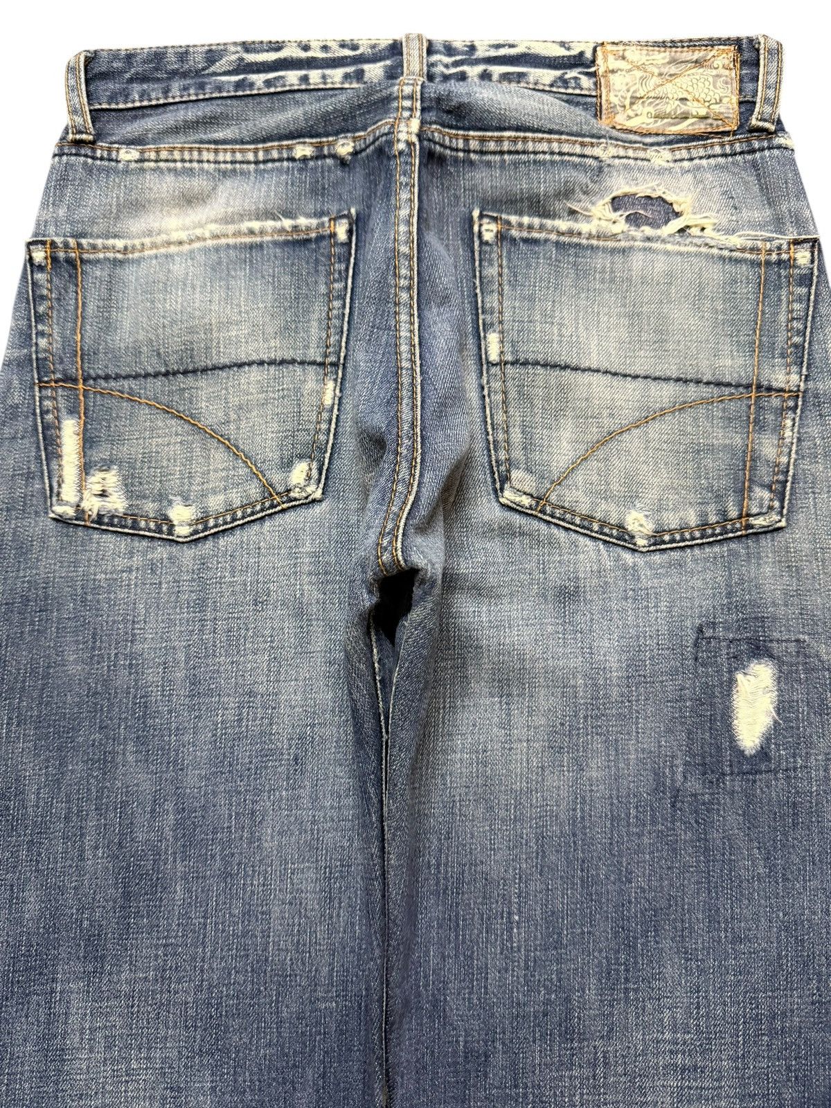 Sugar Cane Vintage Japanese Brand Faded Wash Clawmark Distress Loose Size US 29 - 5 Thumbnail