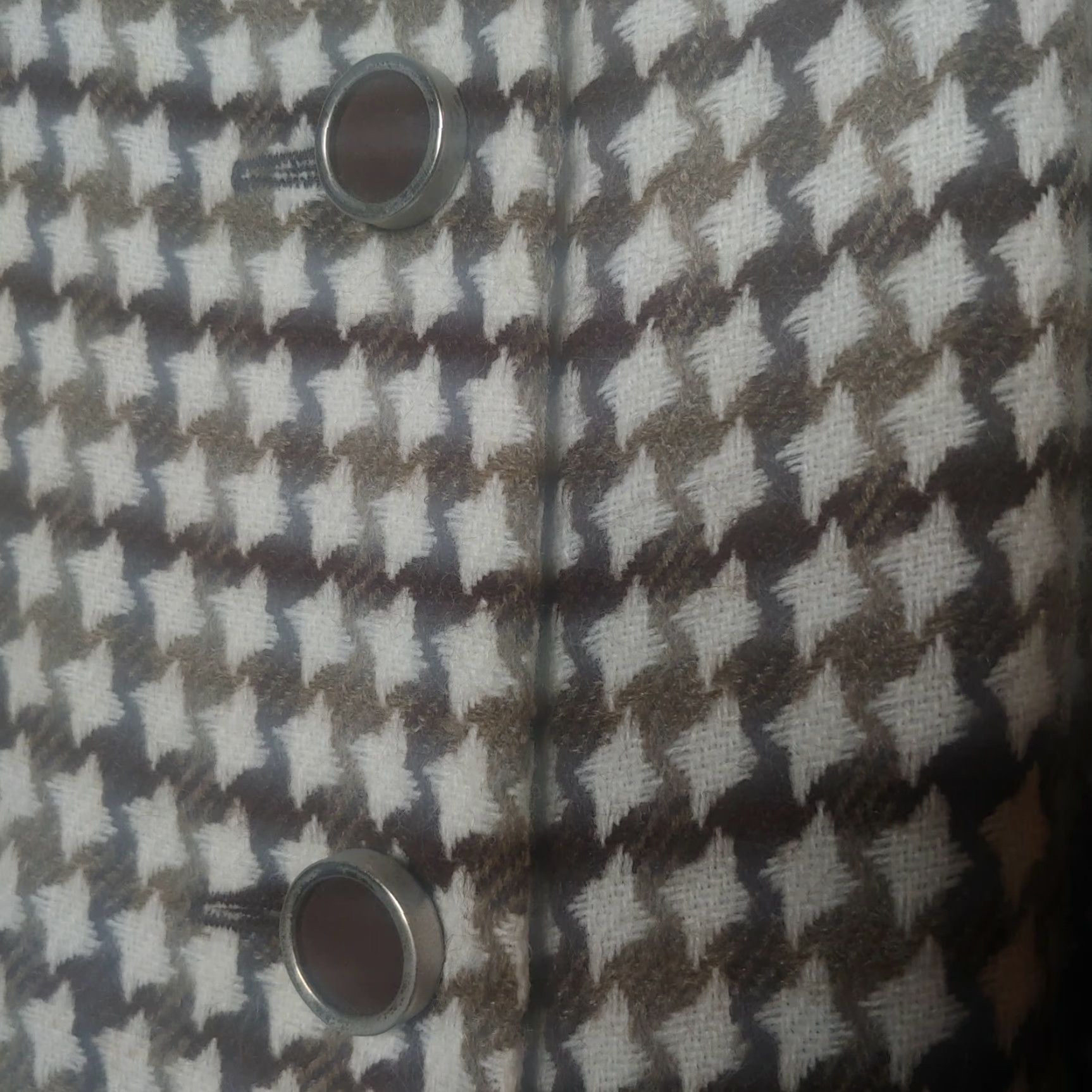 Vintage VINTAGE Skirt 1960s Houndstooth Button Front Long A-Line Maxi Women 12 Brown/White 40.5" Size 34" / US 12 / IT 48 - 7 Thumbnail