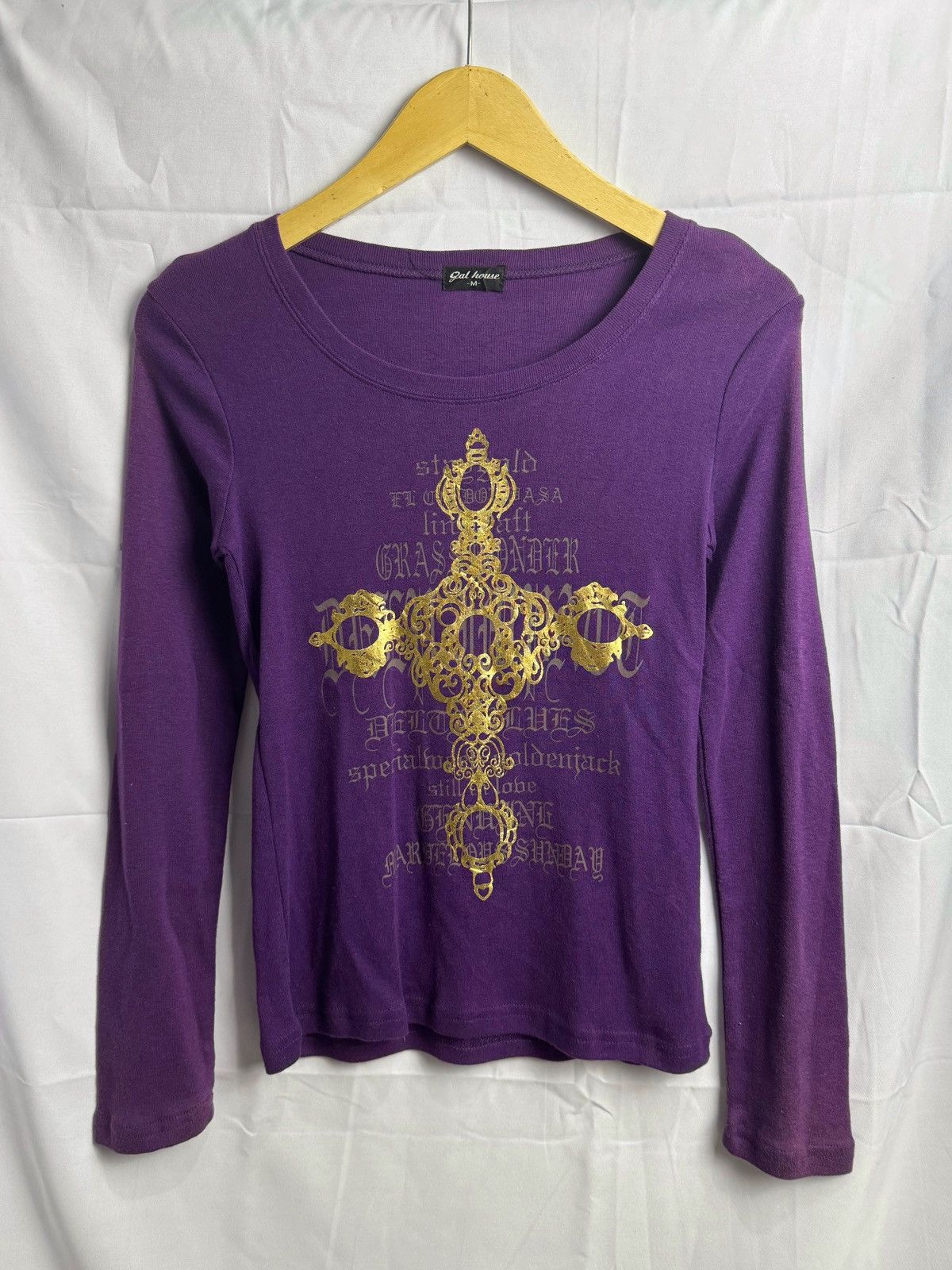 image of Hysteric Glamour x If Six Was Nine Gothic Poem Crosses Long Sleeve Japanese Gal House in Purple (Si