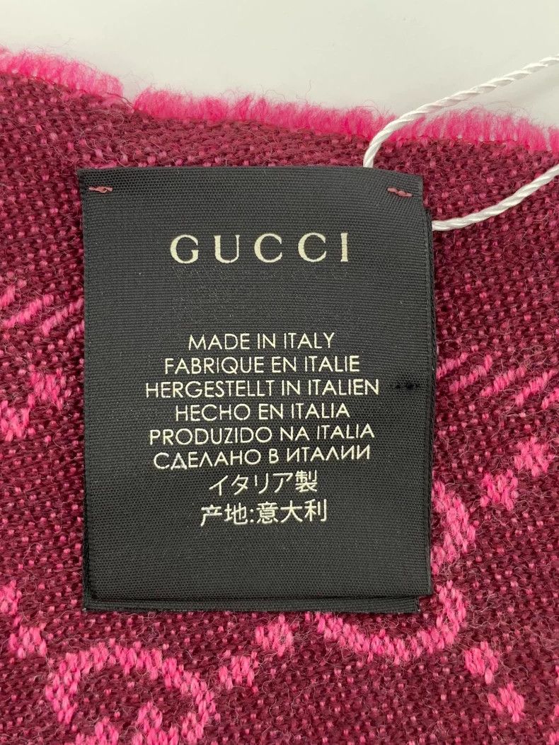 Gucci Gucci Rose-red double G old flower full print wool tassel s Size ONE SIZE - 9 Thumbnail