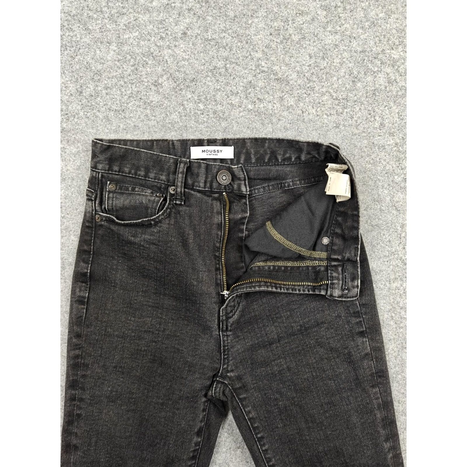 MOUSSY VINTAGE MOUSSY JEANS Womens High Skinny Charcoal Denim Made In Japan 25 5-Pocket Black Stretch Size 42" / US 20 - 2 Thumbnail