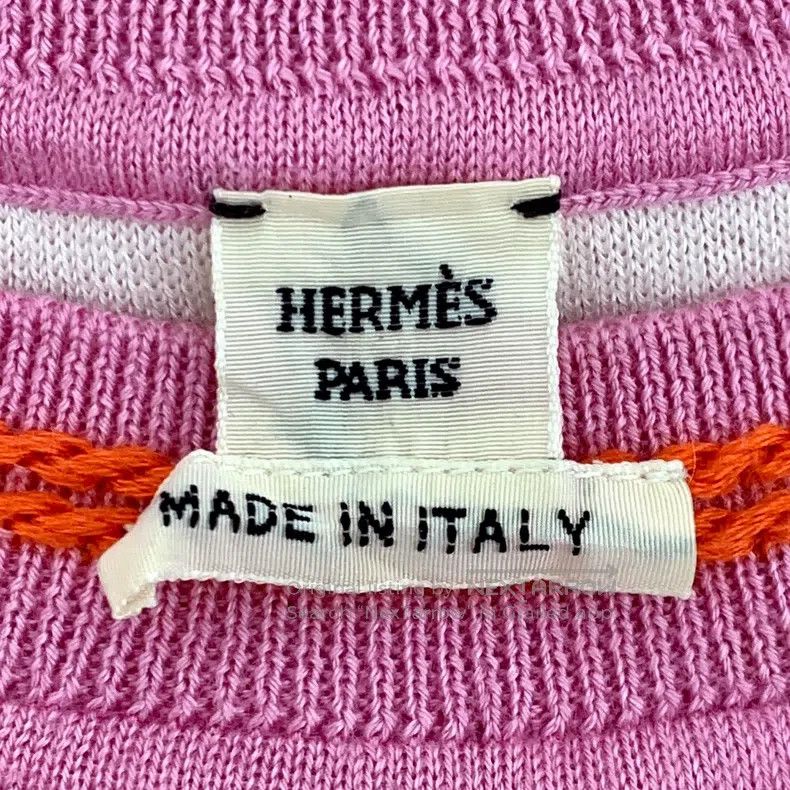 Hermes Hermes 23 Pink Striped Lock Cashmere Round Neck Short Slee Size XS / US 0-2 / IT 36-38 - 6 Thumbnail