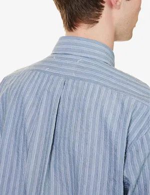 Maison Margiela o1y1124 Long Sleeves Stripped Pattern Shirt In Blue Size US S / EU 44-46 / 1 - 4 Thumbnail