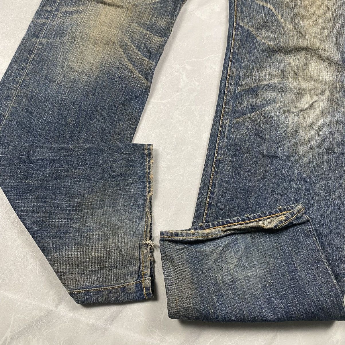 Japanese Brand Rare Azul Japan Poem Wording Pocket Mudwash Denim Size US 33 - 3 Thumbnail