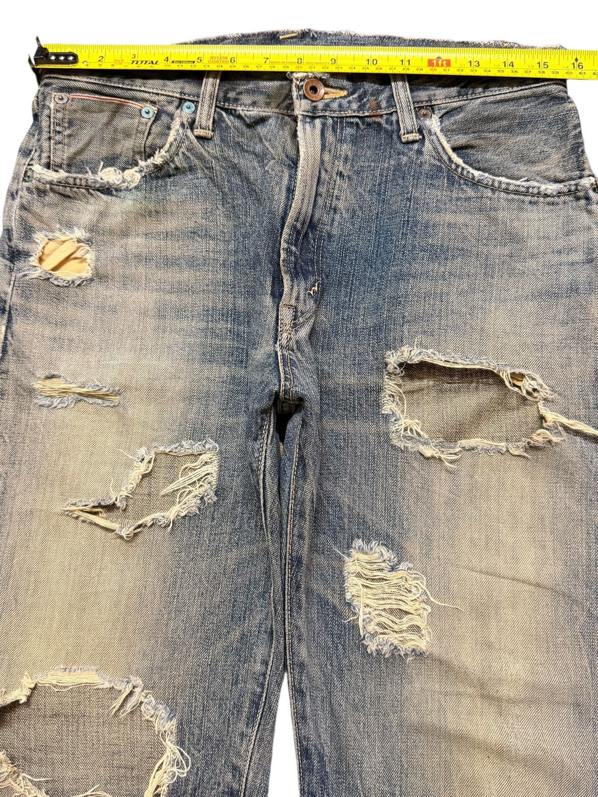 Edwin Vintage Edwin 505 Selvedge Mud Wash Faded Distressed Style Size US 31 - 14 Thumbnail
