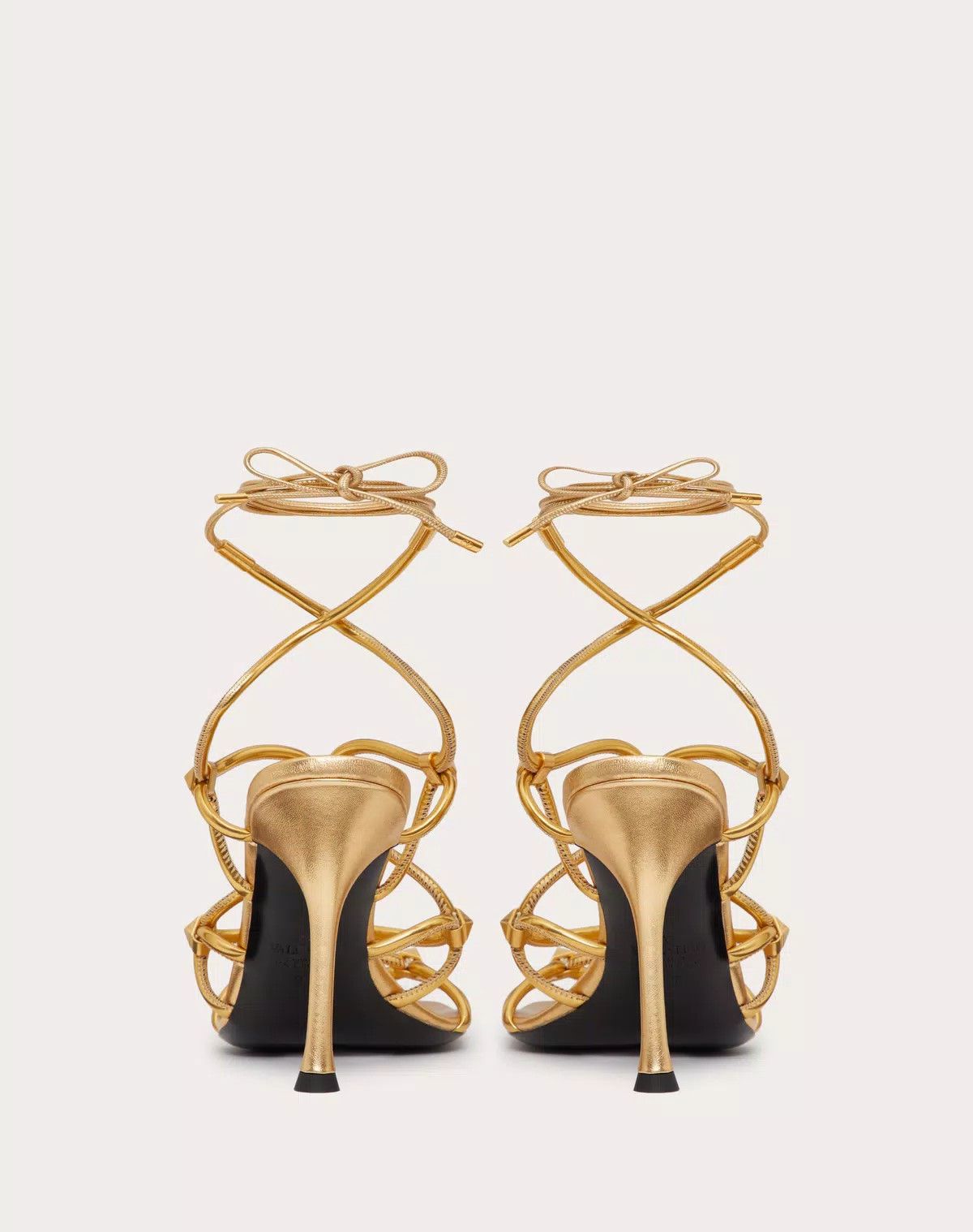 Valentino o1s1wg111125 Rockstud Net Mirror-Effect Synthetic Sandals Size US 8.5 / IT 38.5 - 3 Thumbnail
