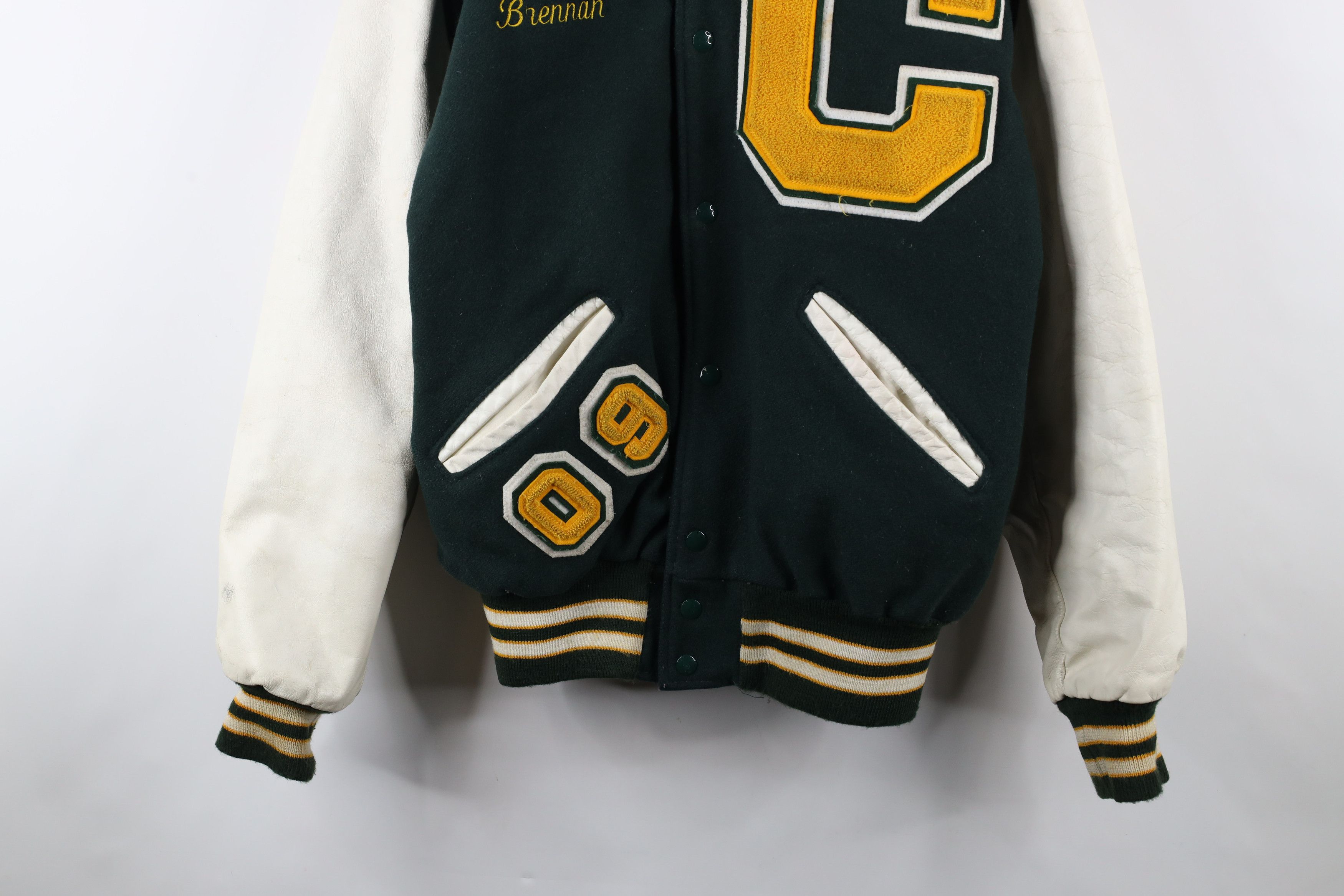 Vintage Vintage Y2K Eagles Wool Leather Varsity Letterman Jacket USA Size US L / EU 52-54 / 3 - 3 Thumbnail