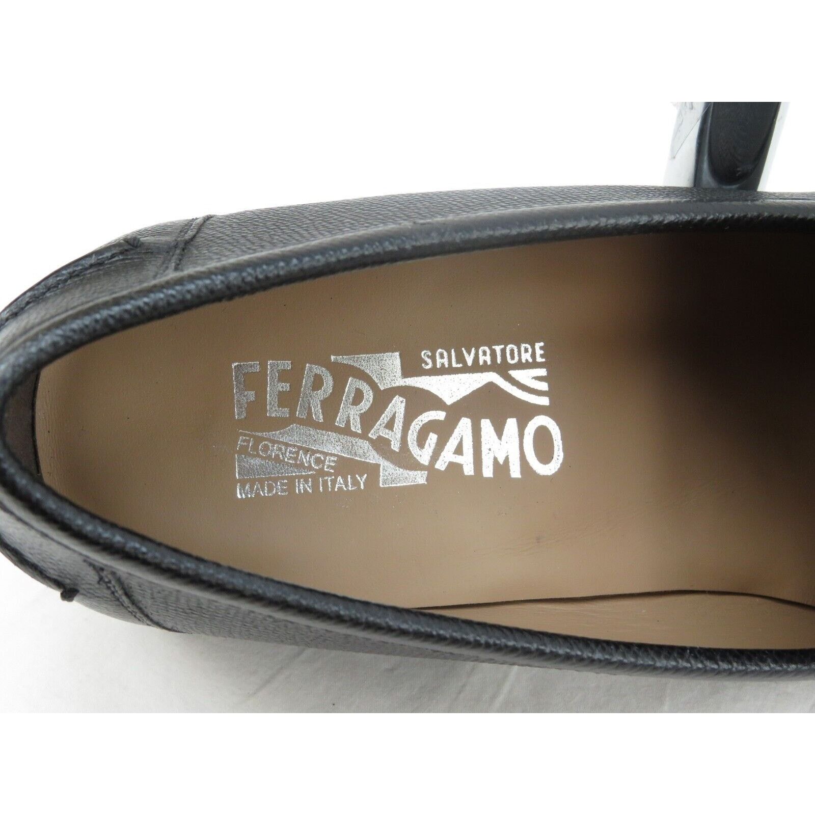 Salvatore Ferragamo LANZAROTE BLACK SAFFIANO LEATHER LOGO PENNY LOAFERS 11 D Size US 11 / EU 44 - 11 Thumbnail