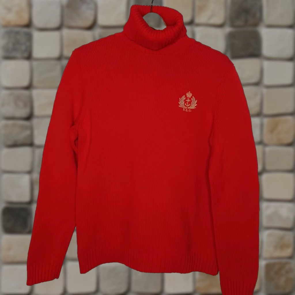 Ralph Lauren Ralph Lauren Jeans Company Sweater XL Turtleneck Red Gold Anchor Crest Nautical Preppy Size XL / US 12-14 / IT 48-50 - 1 Thumbnail