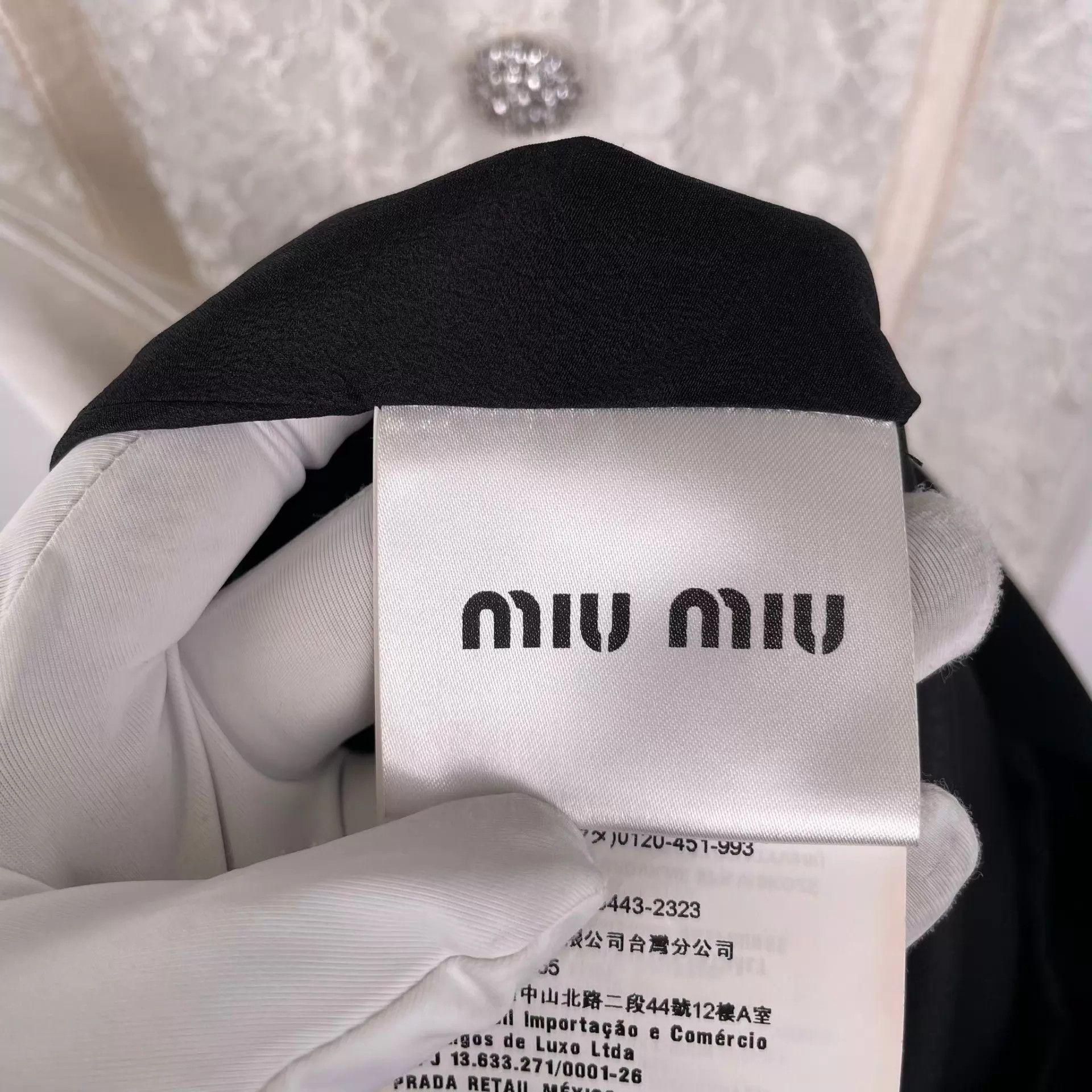 Miu Miu MIU MIU women's panelled satin-lace dress crystal-button Size S / US 4 / IT 40 - 7 Thumbnail