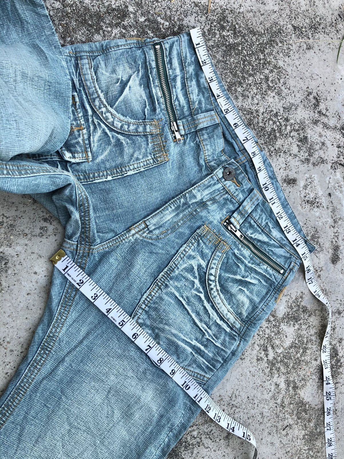 Vintage FLARED⚡️⚡️WASHED BLUE ZIPPER BACK NUMBER BUSHPANT Size US 30 / EU 46 - 8 Thumbnail