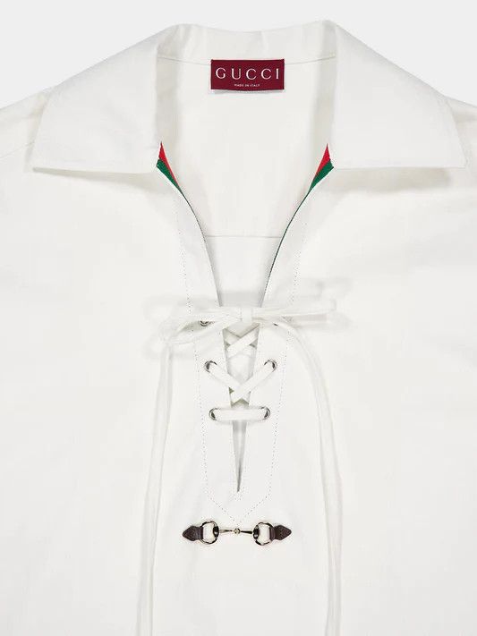 Gucci o1la5ras0526 GG Cotton Dress With Horsebit in White Size M / US 6-8 / IT 42-44 - 3 Thumbnail