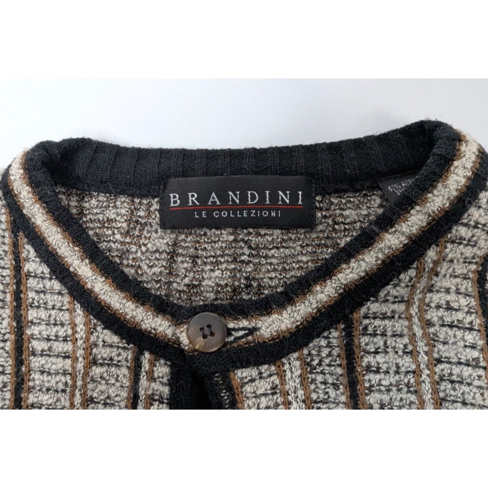 Vintage VINTAGE Brandini Sweater Henley Knit Pullover Striped Gray L Men 90s Size US L / EU 52-54 / 3 - 7 Thumbnail