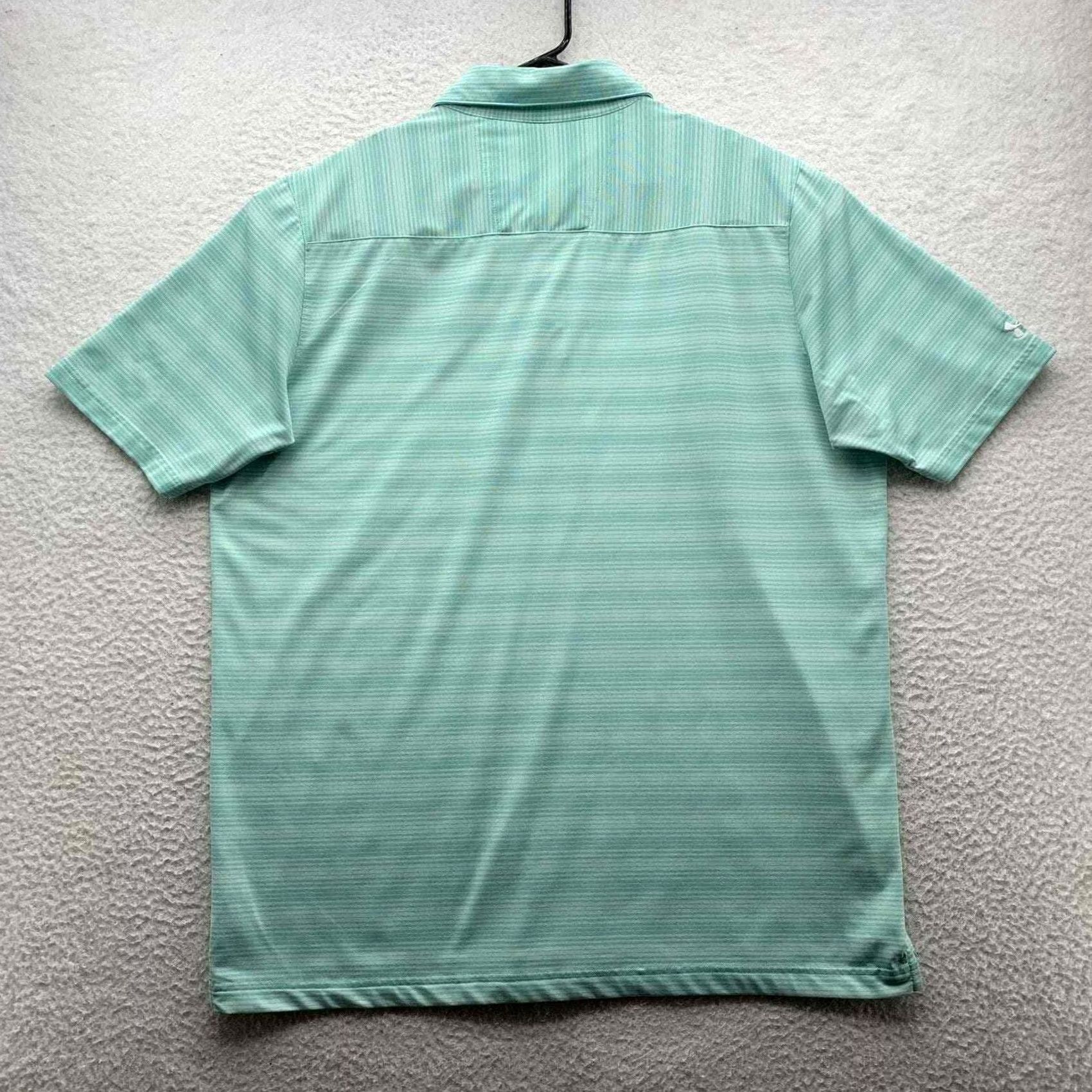 Under Armour Under Armour Golf Polo Shirt Mens XL Loose Fit Sea Green White Stripe Size US XL / EU 56 / 4 - 5 Thumbnail