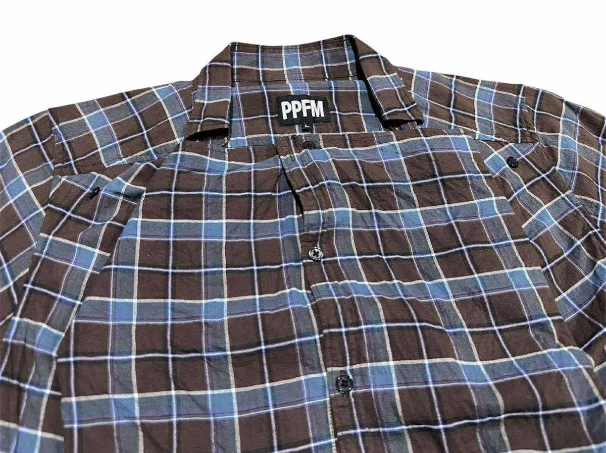 PPFM 🔥Sick Y2K PPFM Draped Asymmetric Flannel Shirt Size US L / EU 52-54 / 3 - 7 Thumbnail